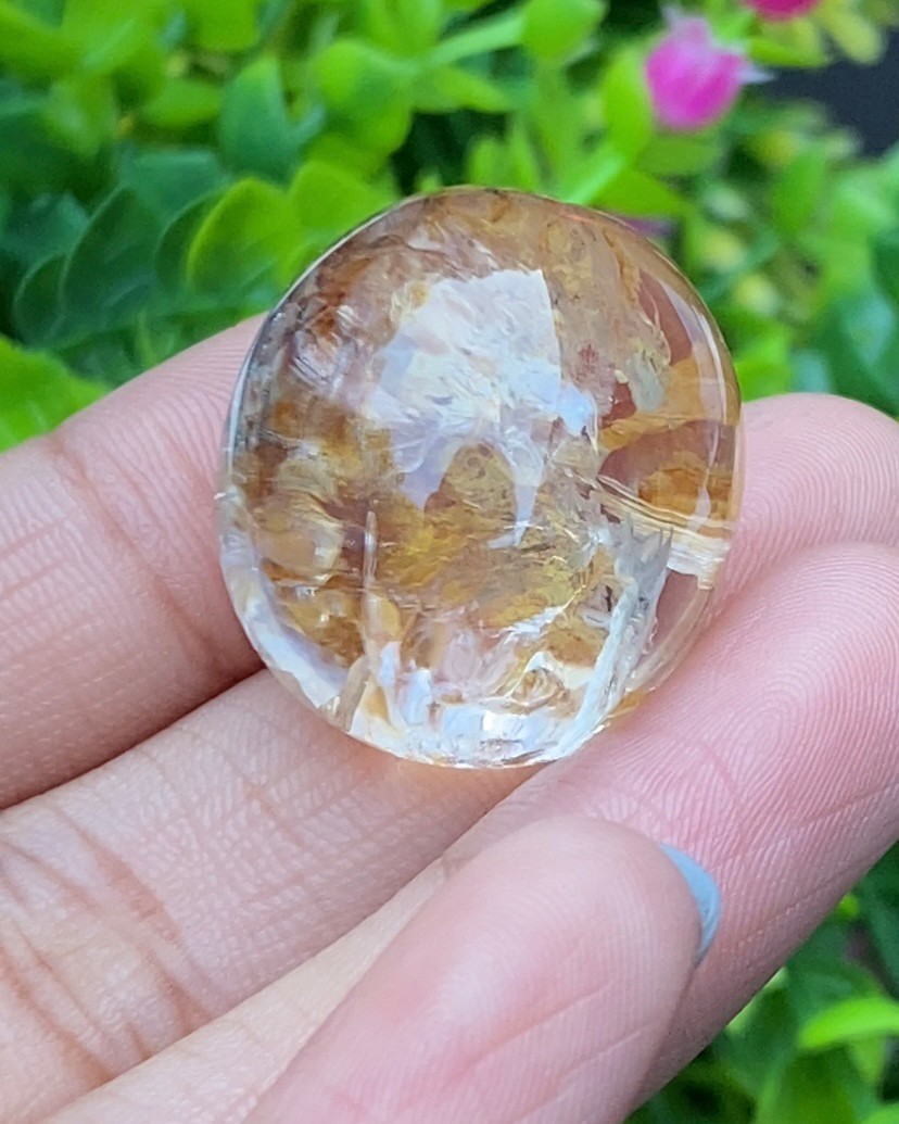 โป่งข่าม ควอตซ์ Rutilated Quartz 75.67 กะรัต Cts. พลอยแท้ อัญมณีมงคลประจําวันเกิด เครื่องประดับพลอย