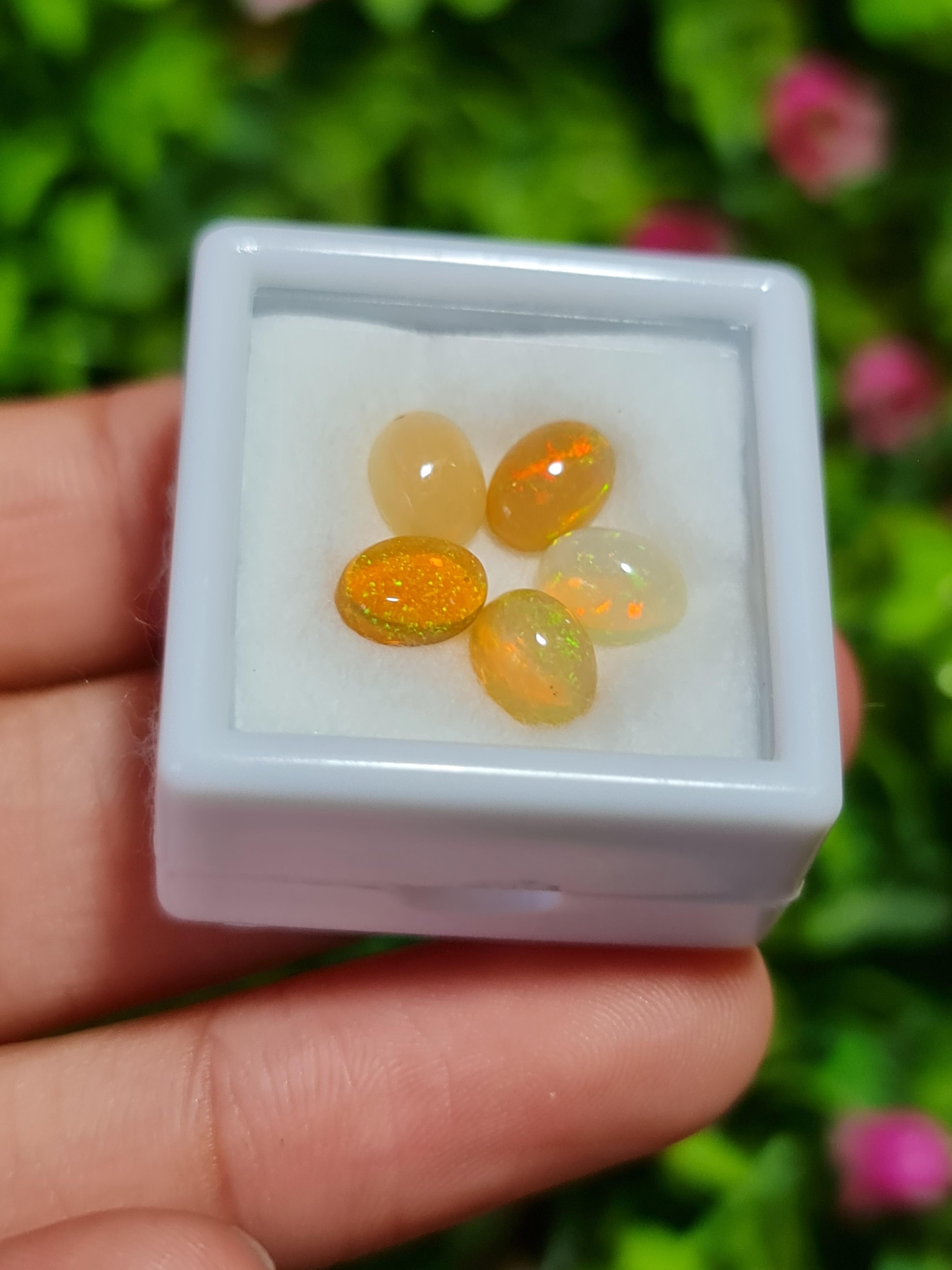 พลอย โอปอล Opal 3.10 กะรัต (Cts.) 5 เม็ด (Pcs.) พลอยแท้ อัญมณีมงคลประจําวันเกิด เครื่องประดับพลอย