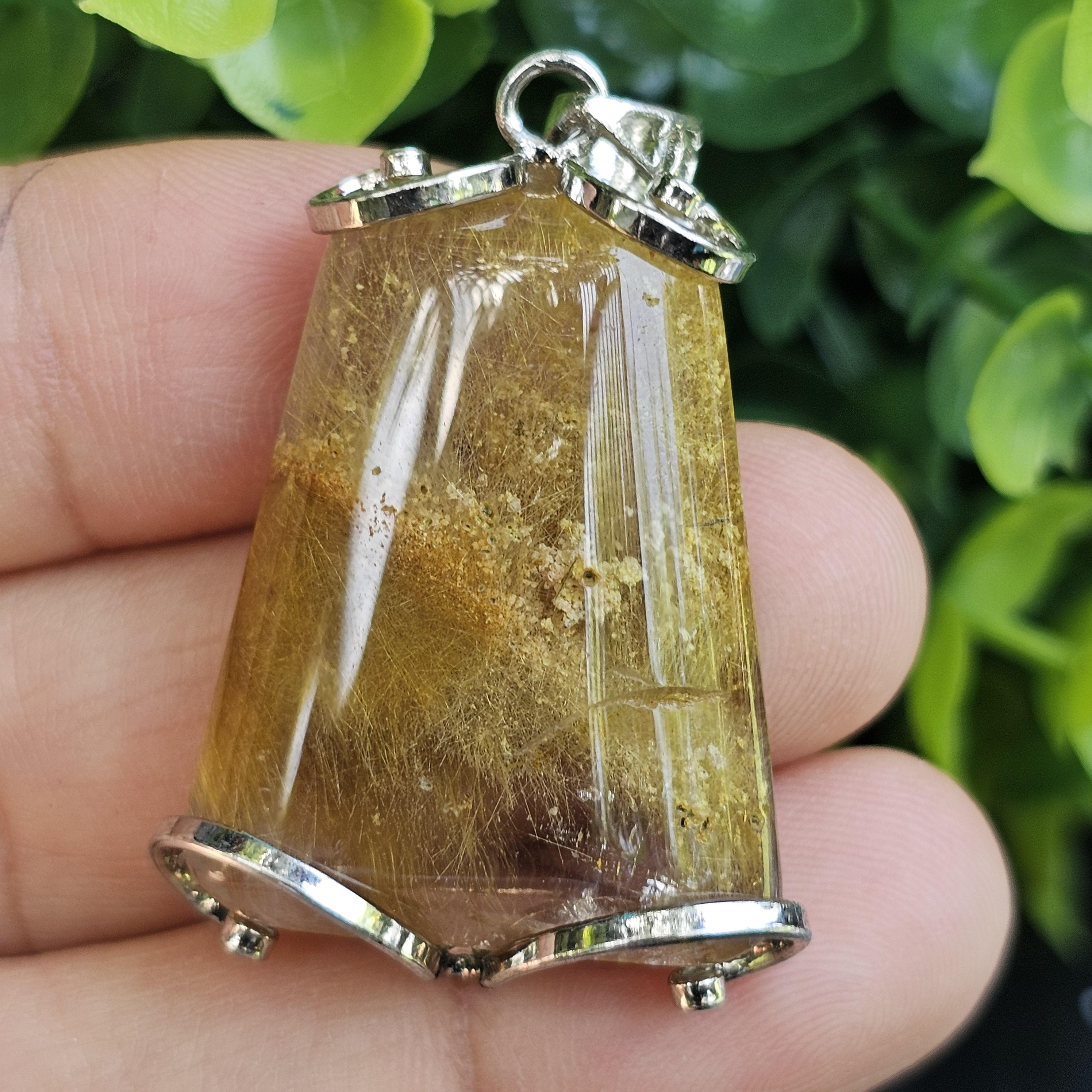 จี้ไหมทอง (Golden Rutilated Quartz) 13.42 กรัม g.พลอยแท้ อัญมณีมงคลประจําวันเกิด เครื่องประดับพลอย