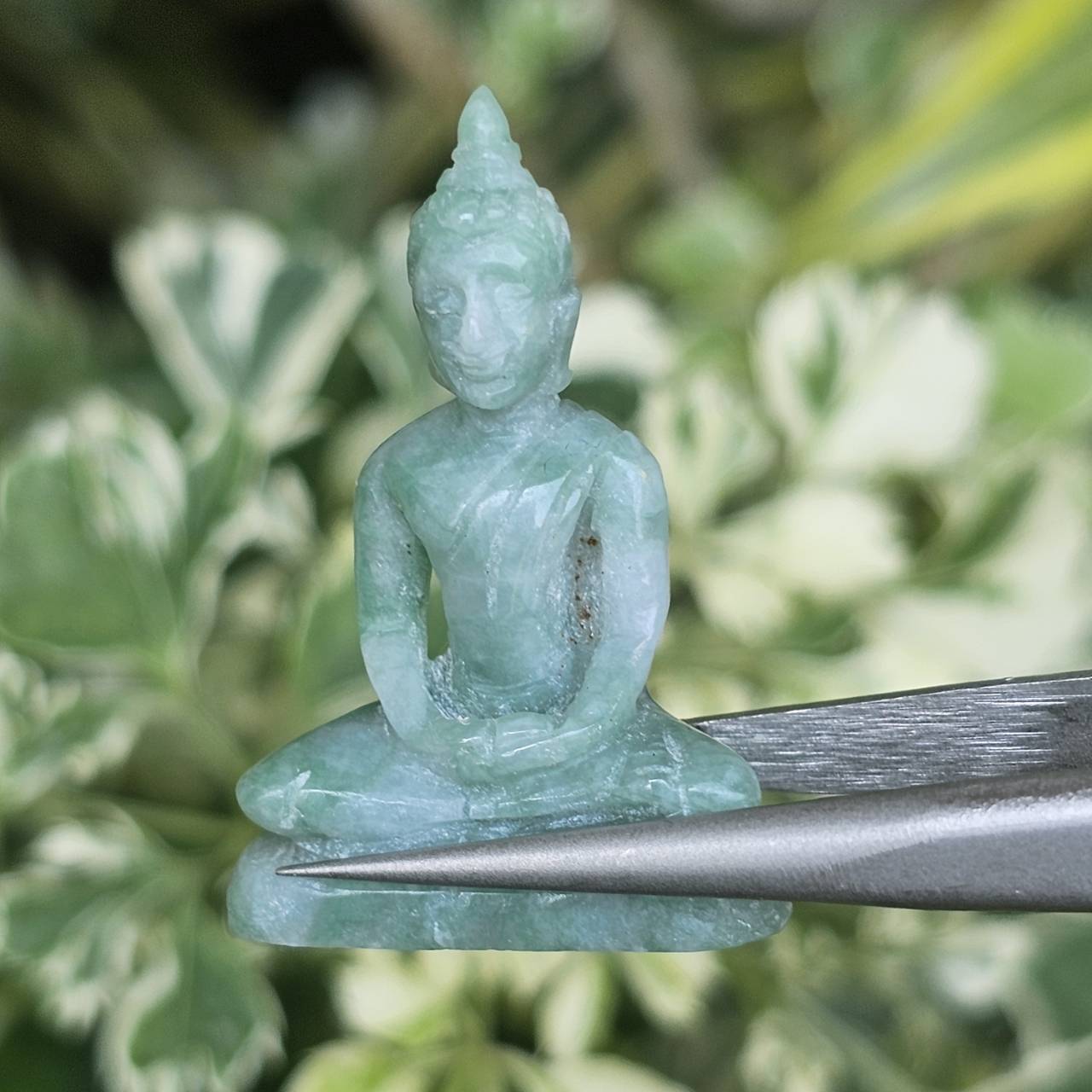 หยก แกะสลัก รูป พระ (Burmese jadeite) 22.76 กะรัต (cts.) หยก พม่า แท้