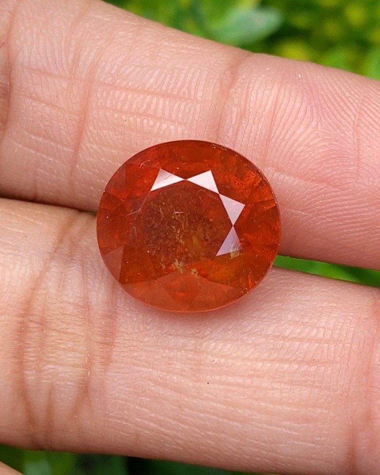 พลอย ออเรนจ์ แซฟไฟร์ สีส้ม Orange Sapphire 14.75กะรัต (Cts.) พลอยแท้ อัญมณีมงคลประจําวันเกิด เครื่องประดับพลอย