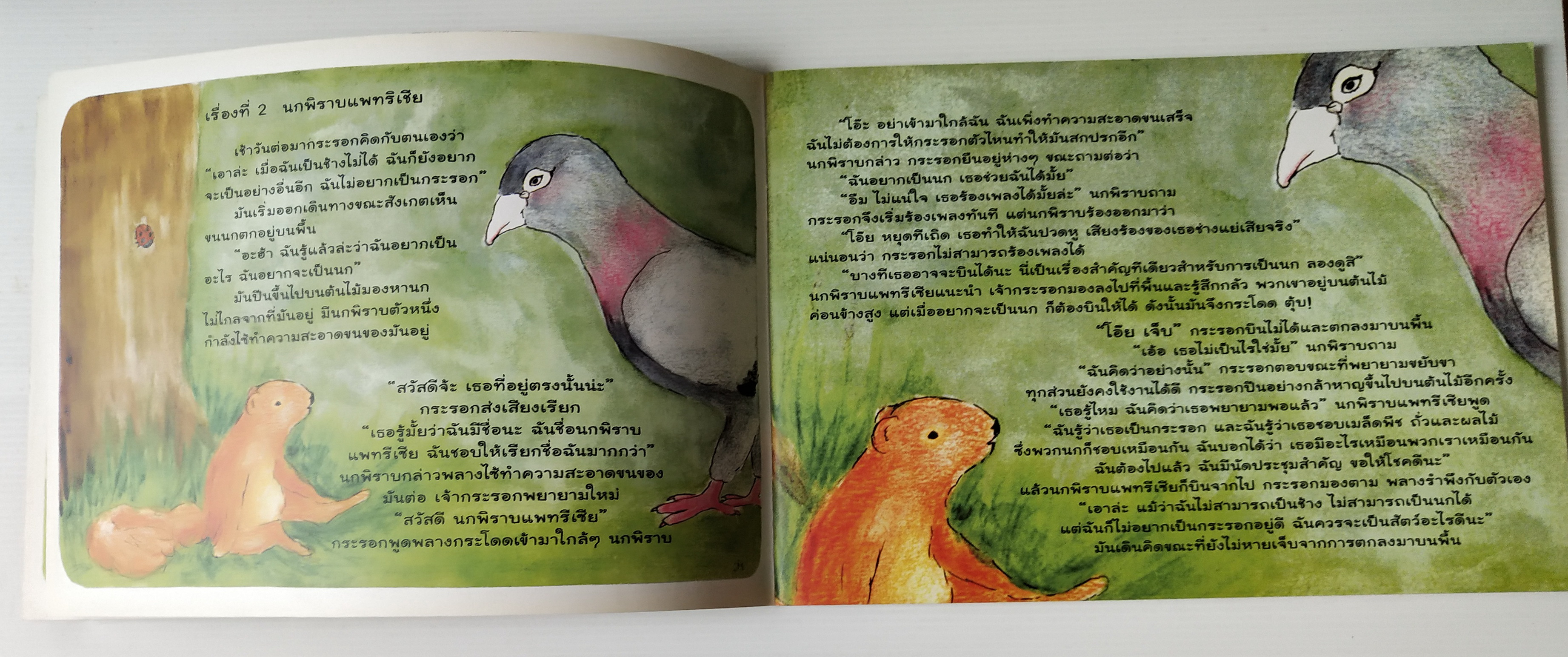 หนังสือนิทาน **มีรอยที่ปกหลัง ตามภาพ เรื่อง กระรอกน้อยผู้ไม่ต้องการเป็นกระรอก เรื่องและภาพโดย Jasmijn Mulder แปลเป้นไทยโดย ป้าอุษา ครูหวัด ครูนงค์