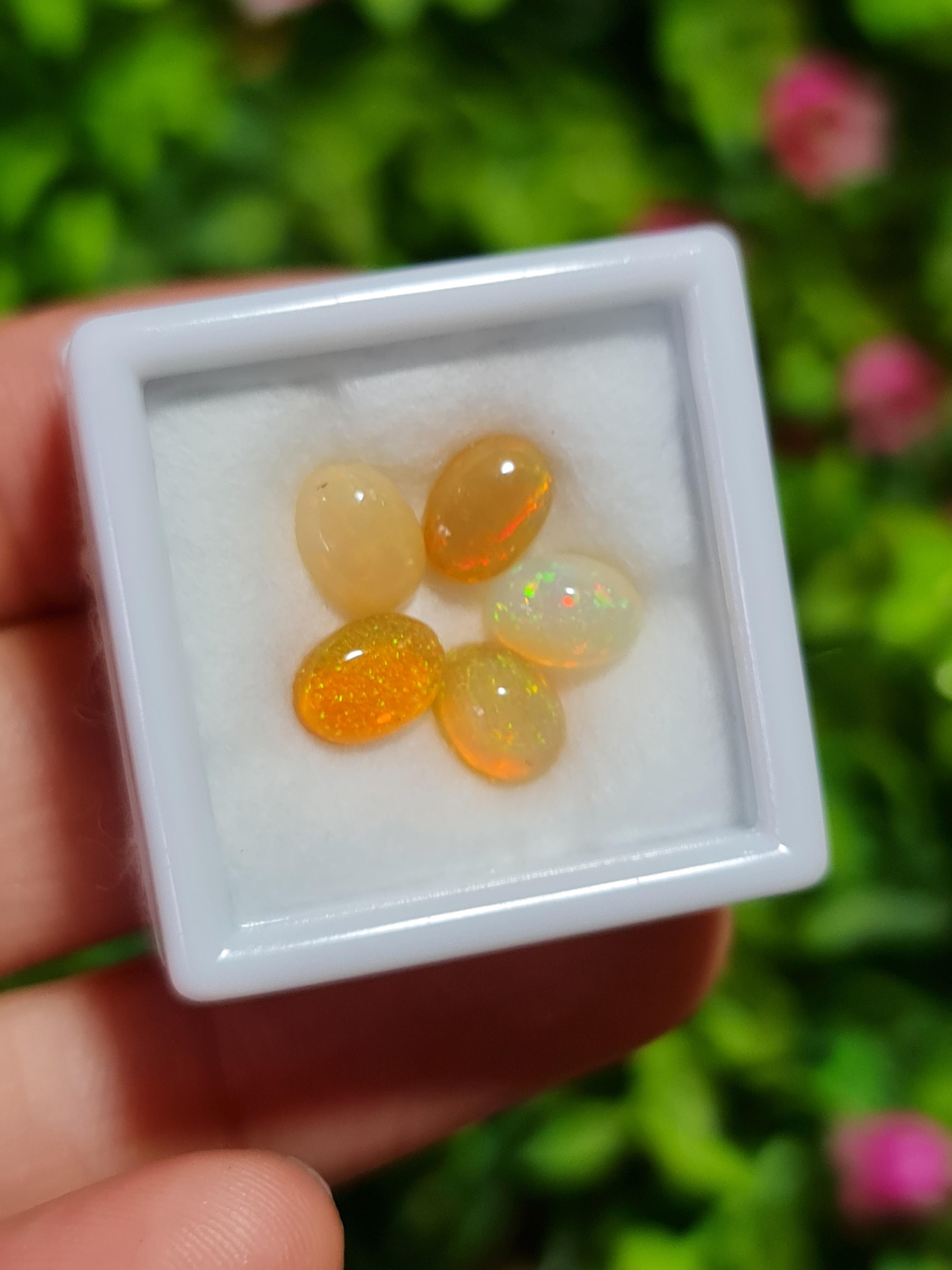 พลอย โอปอล Opal 3.10 กะรัต (Cts.) 5 เม็ด (Pcs.) พลอยแท้ อัญมณีมงคลประจําวันเกิด เครื่องประดับพลอย