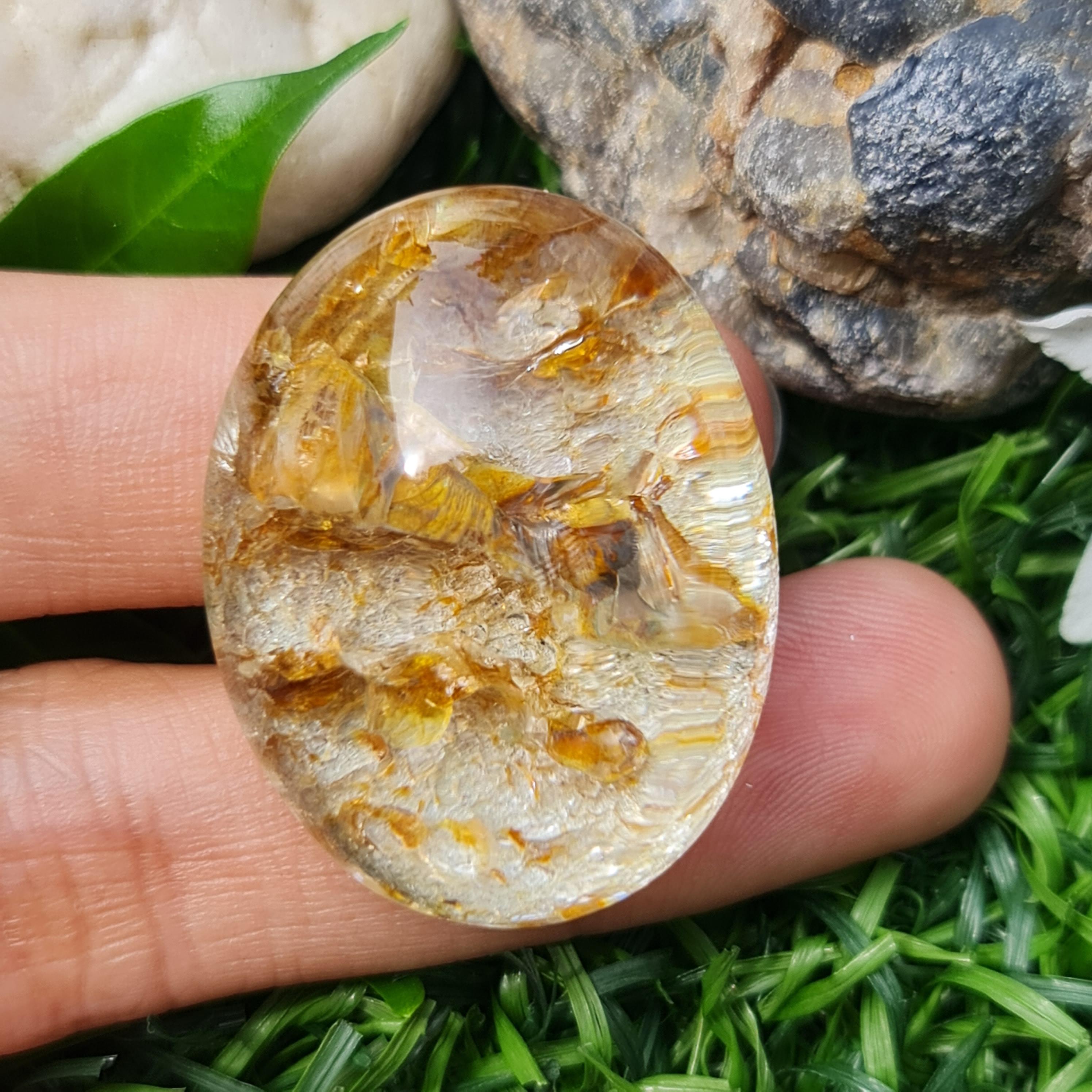 โป่งข่าม ควอตซ์ Rutilated Quartz 103.05 กะรัต Cts. พลอยแท้ อัญมณีมงคลประจําวันเกิด เครื่องประดับพลอย