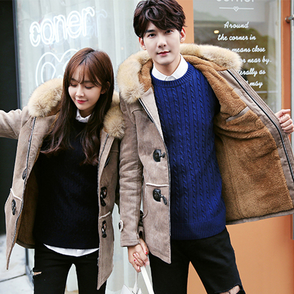 เสื้อโค้ทแฟชั่นญี่ปุ่น มีฮู้ดเฟอร์ถอดได้ ซับขนกันหนาวติดลบ (10227MM)