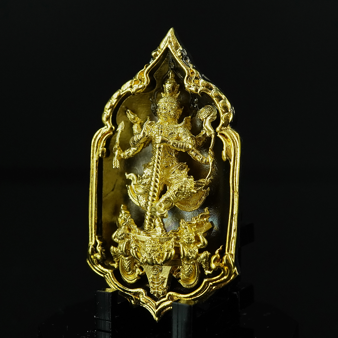 เหรียญท้าวเวสสุวรรณ ราชันย์เศรษฐี รหัส 5 เนื้อเทวฤทธิ์ชุบแบล็คลายทอง