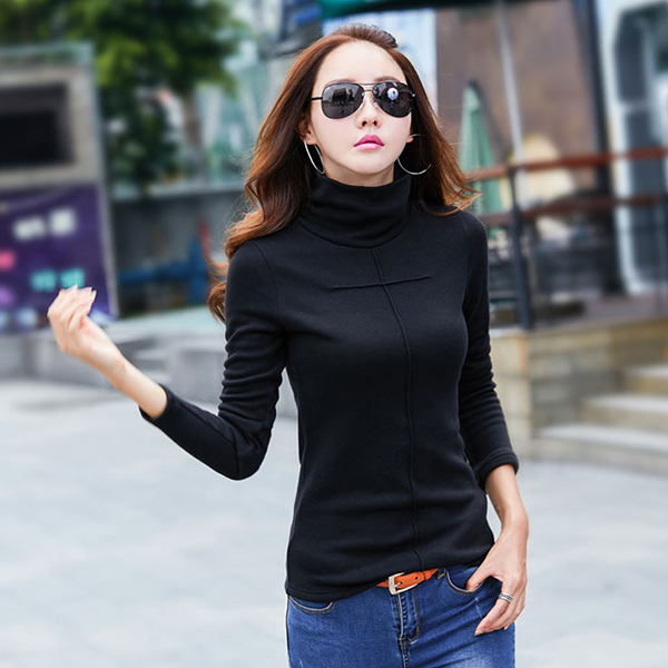 เสื้อคอเต่าแขนยาว ผ้าคอตตอนซับกำมะหยี่กันหนาว (12292X)