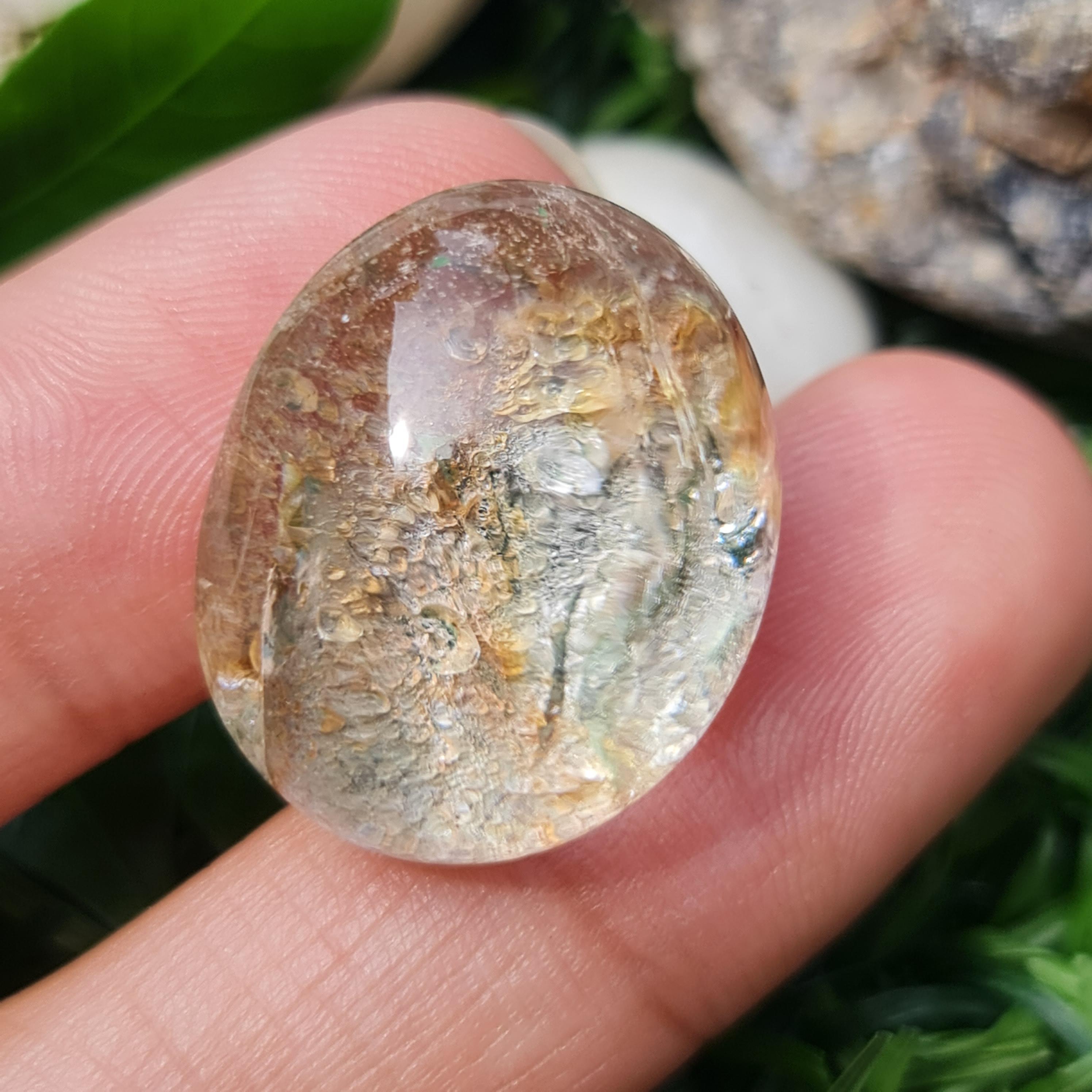 โป่งข่าม ควอตซ์ Rutilated Quartz 33.32 กะรัต Cts. พลอยแท้ อัญมณีมงคลประจําวันเกิด เครื่องประดับพลอย