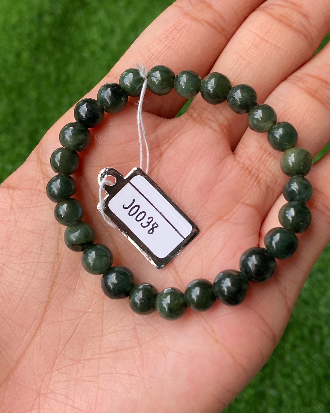 J0038 หยก พม่า แท้ Jade กำไล ประคำหยก (Jadeite Beads Bracelet) พม่า (Myanmar)