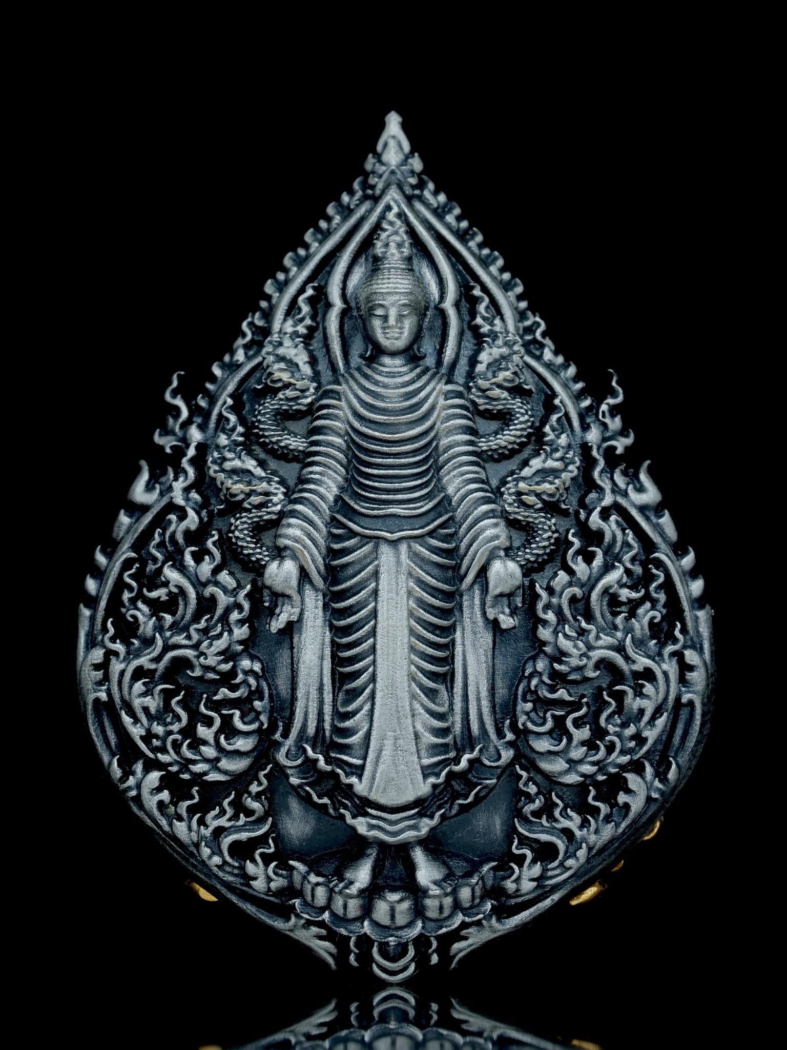 พระพุทธประทานพร รุ่น พุทธบารมี รหัส10 เนื้อบรอนซ์ชุบเงินซาติน องค์ชุบทอง