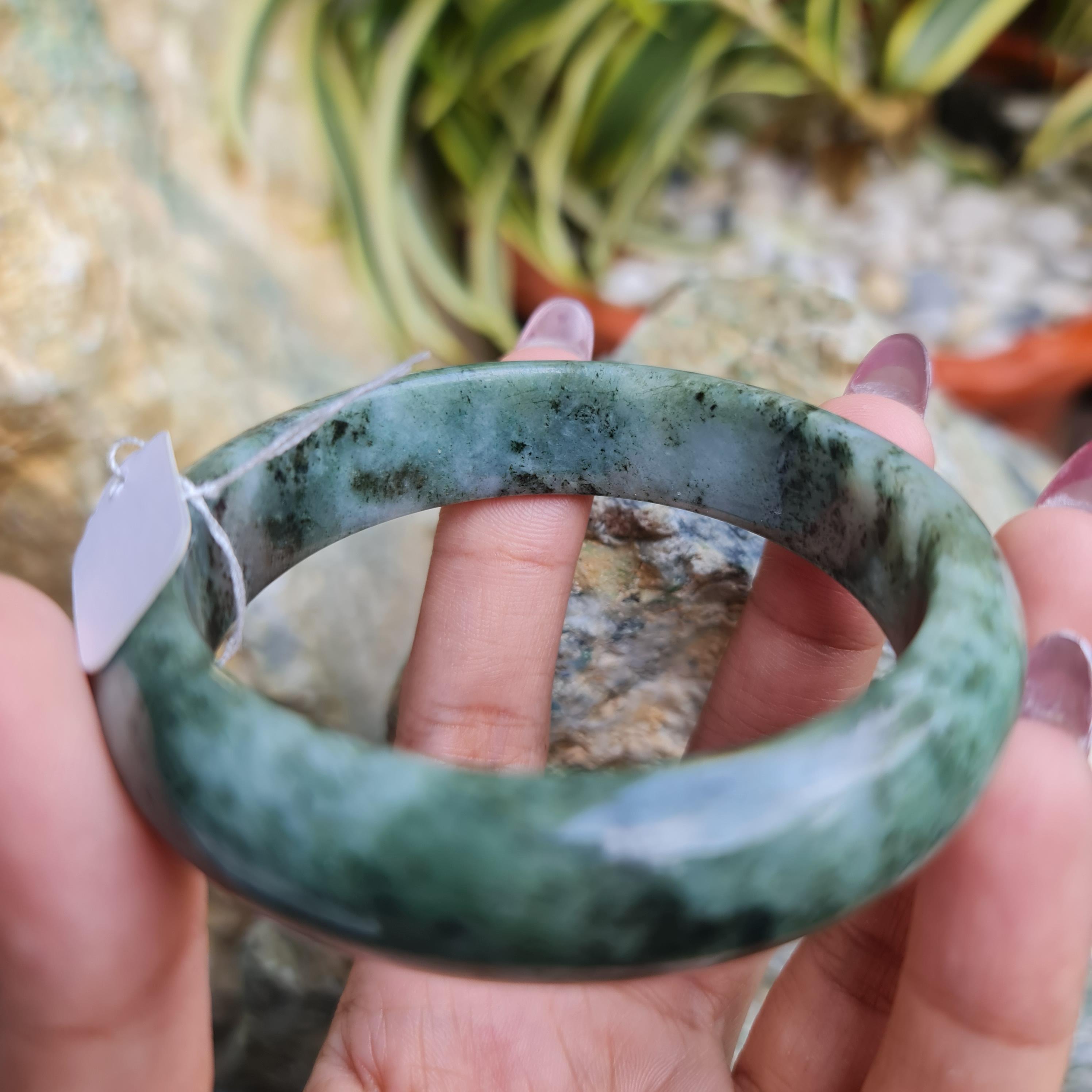 JB6804017 หยก พม่า แท้ Jade กำไลหยก 57.1 มม. (Jadeite bracelet) พม่า (Myanmar)