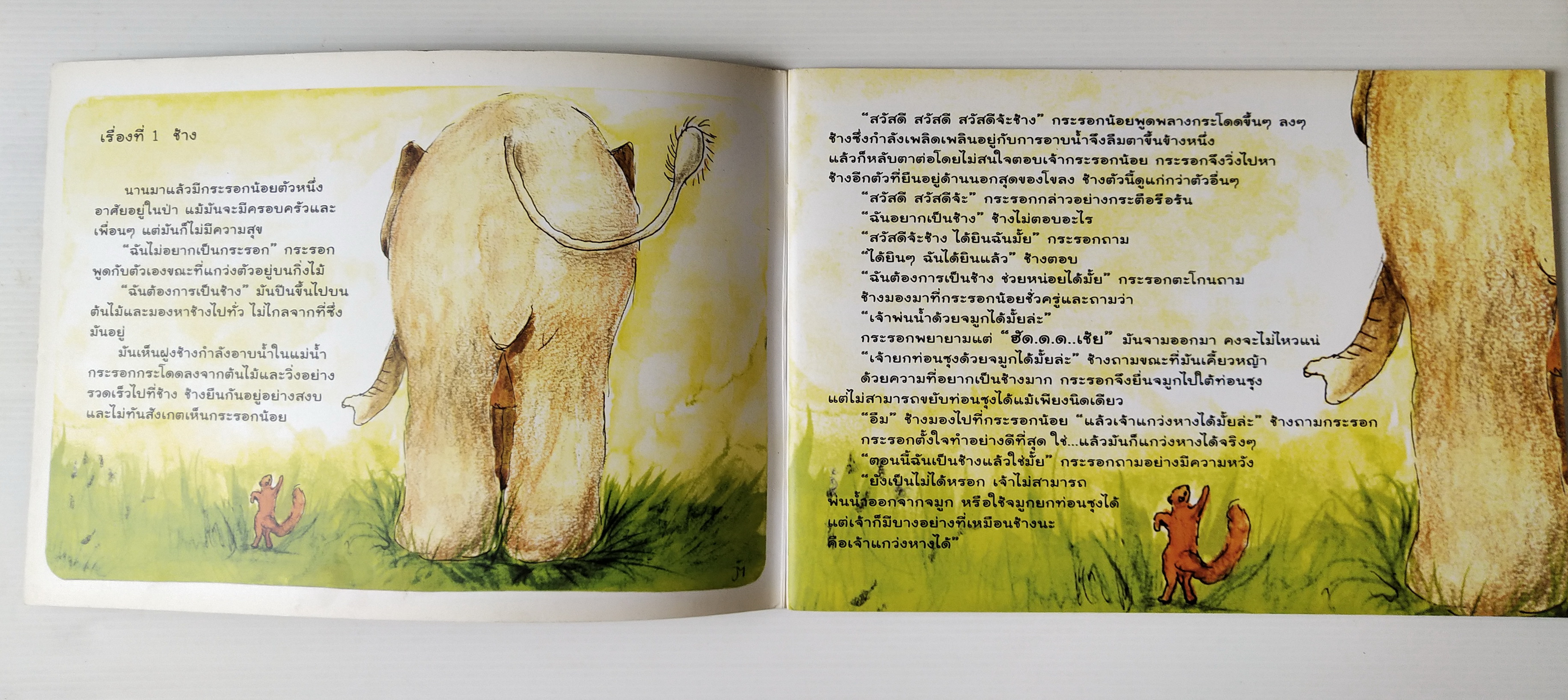 หนังสือนิทาน **มีรอยที่ปกหลัง ตามภาพ เรื่อง กระรอกน้อยผู้ไม่ต้องการเป็นกระรอก เรื่องและภาพโดย Jasmijn Mulder แปลเป้นไทยโดย ป้าอุษา ครูหวัด ครูนงค์