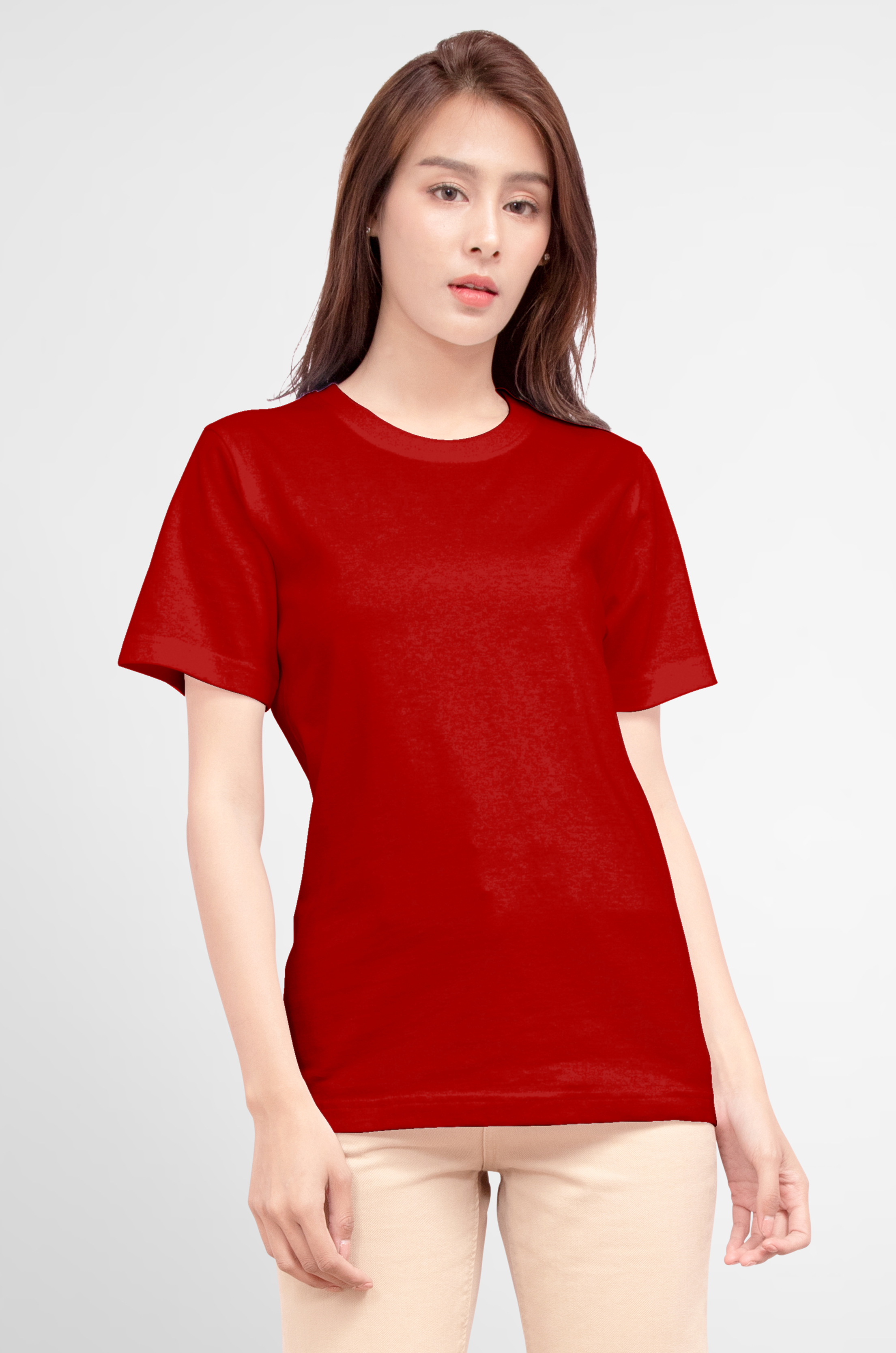 Noproblem Noproblem ยอดขาย No.1 รับประกัน ไม่ย้วย ไม่ยืด ผ้านุ่ม เสื้อยืด สีพื้น เสื้อยืดคอกลม สีเลือดหมู