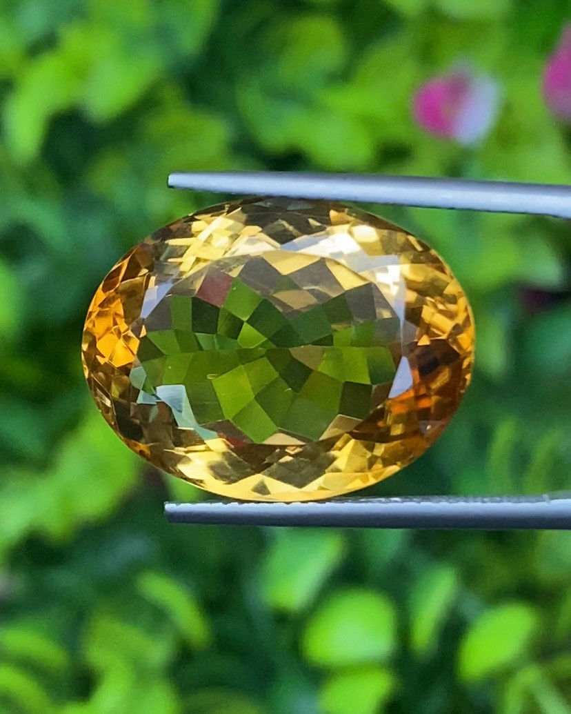 พลอย ซิทริน Citrine 17.96 กะรัต (Cts.) พลอยแท้ อัญมณีมงคลประจําวันเกิด เครื่องประดับพลอย