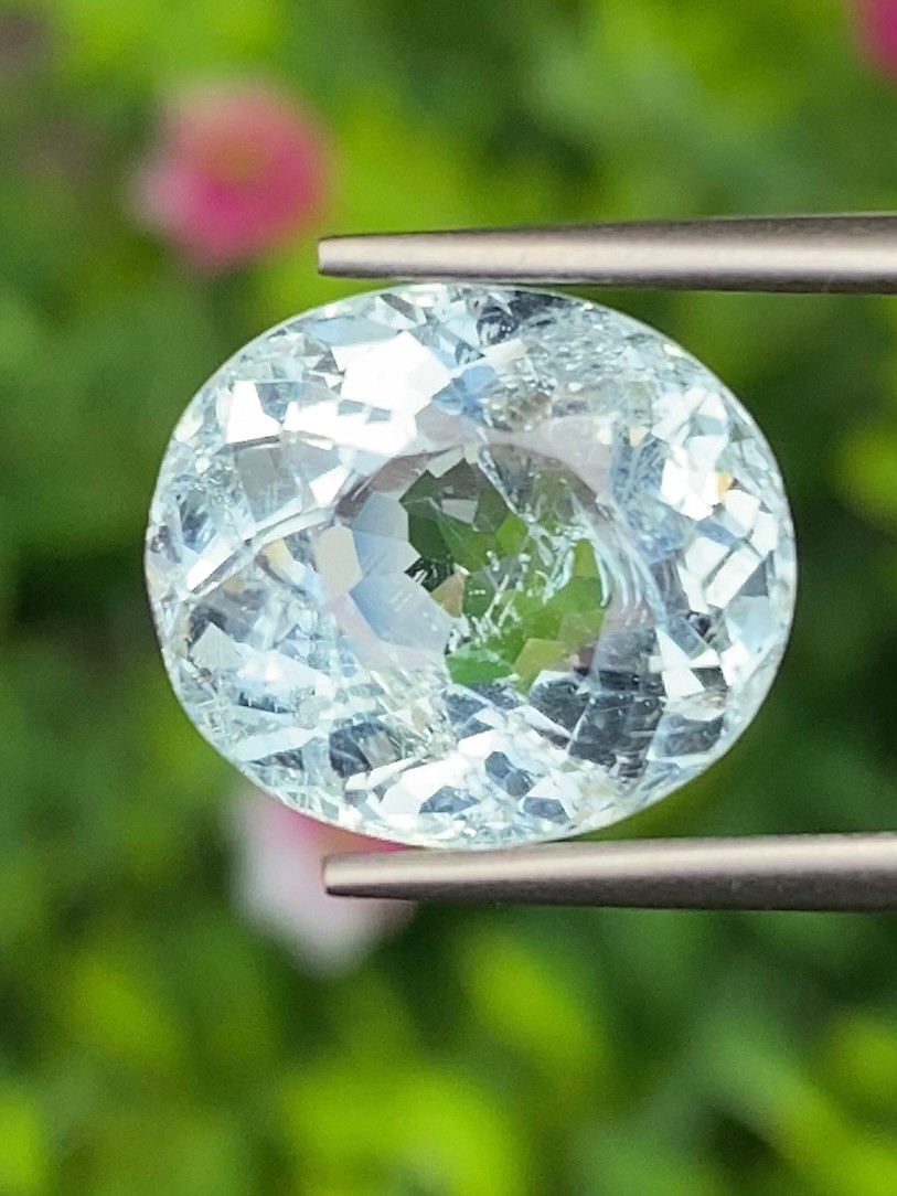 พลอย อความารีน Aquamarine 5.96 กะรัต (Cts.) พลอยแท้ อัญมณีมงคลประจําวันเกิด เครื่องประดับพลอย