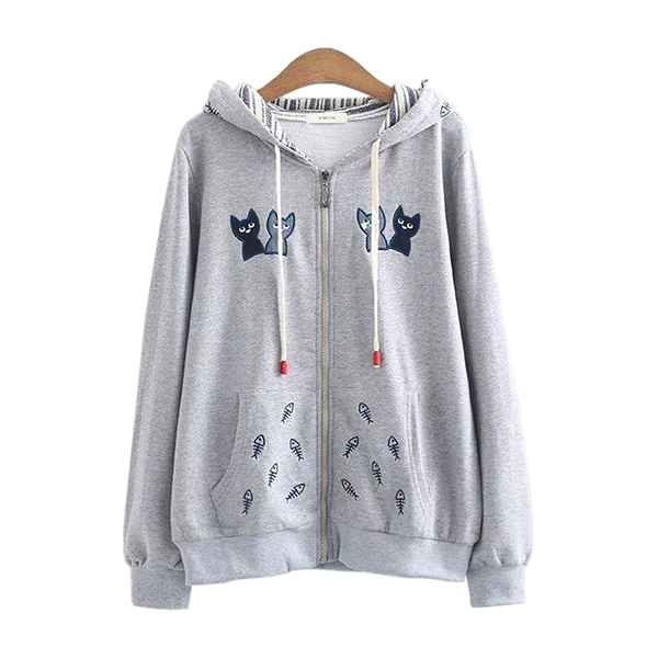 เสือแจ็คเก็ตกันหนาว มีฮู้ด ปักลายวินเทจ (12110LM)