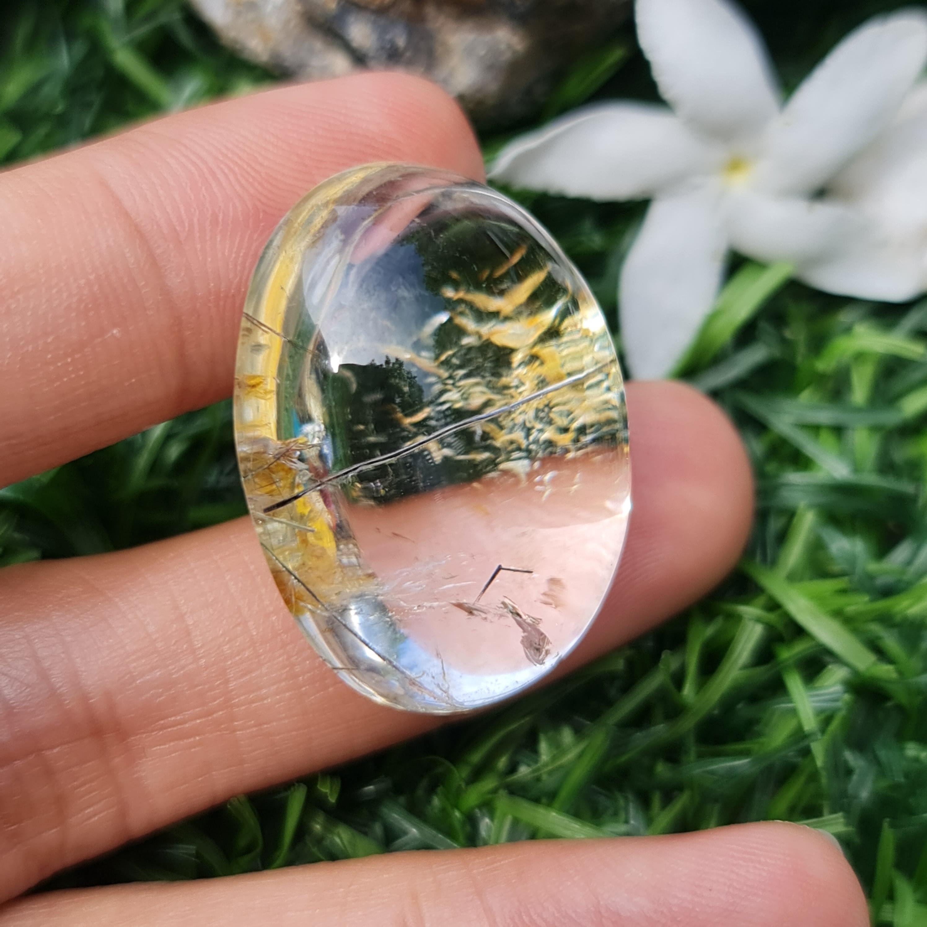 โป่งข่าม ควอตซ์ Rutilated Quartz 78.96 กะรัต Cts. พลอยแท้ อัญมณีมงคลประจําวันเกิด เครื่องประดับพลอย