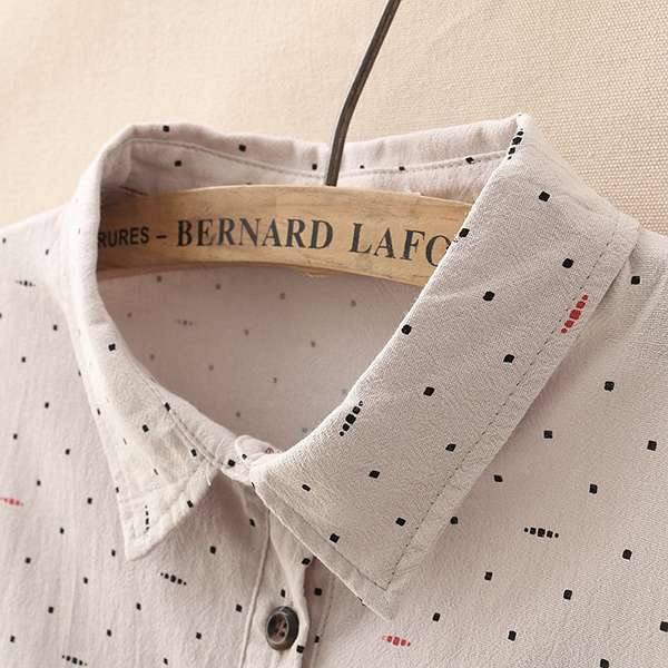 เสื้อเชิ้ตแฟชั่นญี่ปุ่น แขนยาว ปักลายต้นไม้วินเทจ (12113LM)