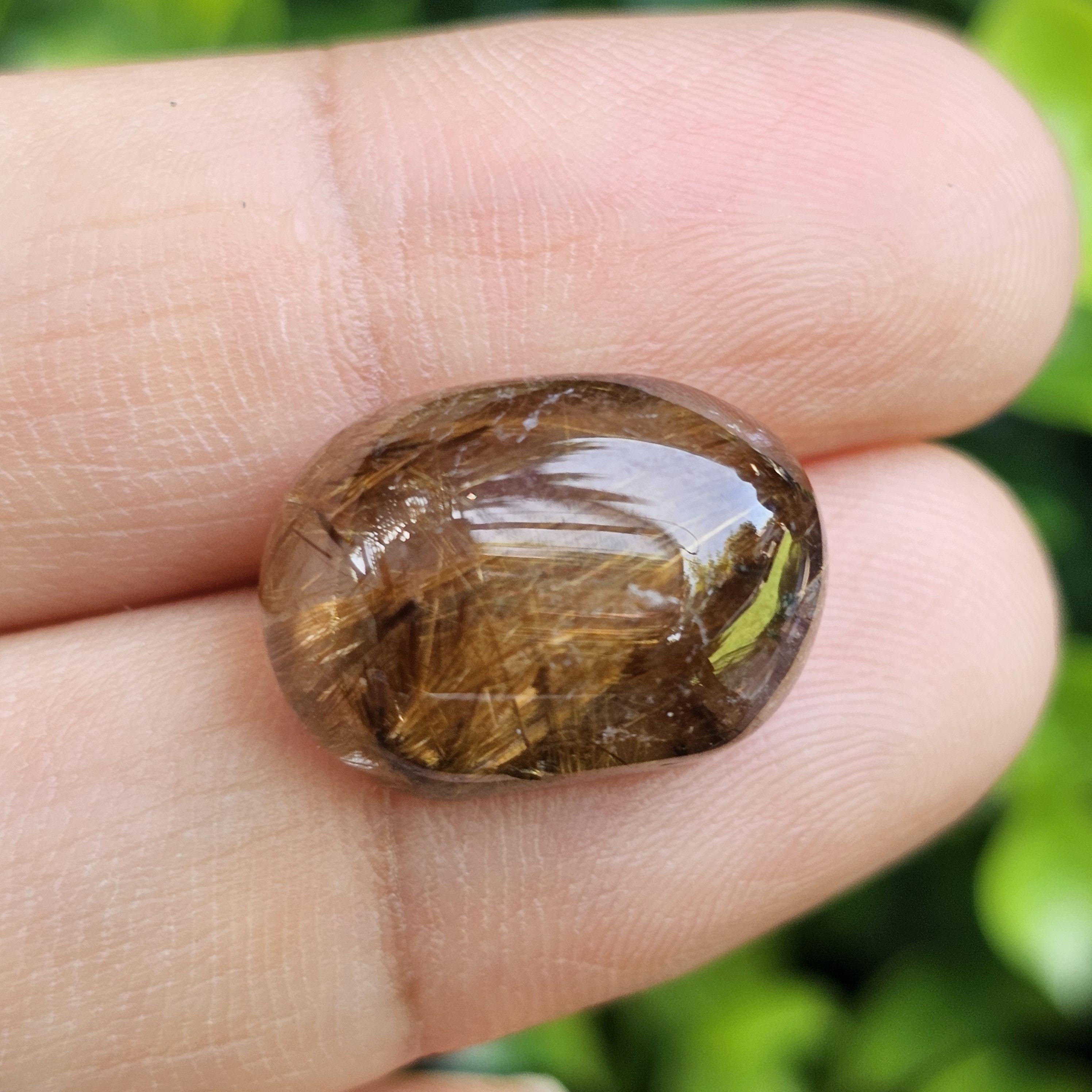ไหมทอง ควอตซ์ Golden Rutilated Quartz 15.89 กะรัต Cts.พลอยแท้ อัญมณีมงคลประจําวันเกิด เครื่องประดับพลอย