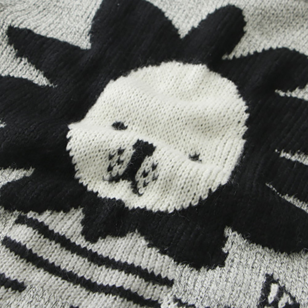 เสื้อไหมพรมกึ่งวูลผ้าหนานุ่ม ถักลายสิงโต (12053LM)