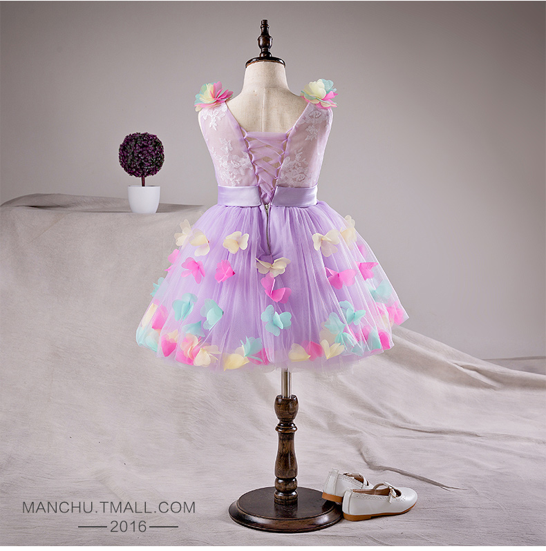 Pre-order ชุดราตรีเด็ก ชุดออกงาน ชุดกระโปรง สไตล์เจ้าหญิง แขนกุด ผ้าตาข่าย แต่งเพชรคาดเอว แต่งดอกไม้ เชือกผูกหลัง สำเนา