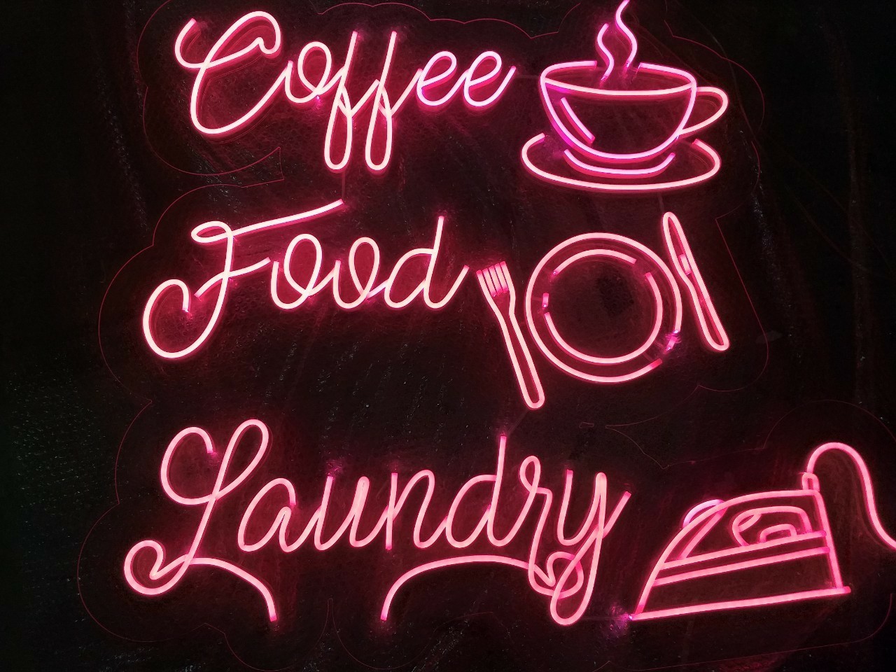 ป้ายไฟนีออนLED แสงสีชมพู อะคริลิครองหลัง