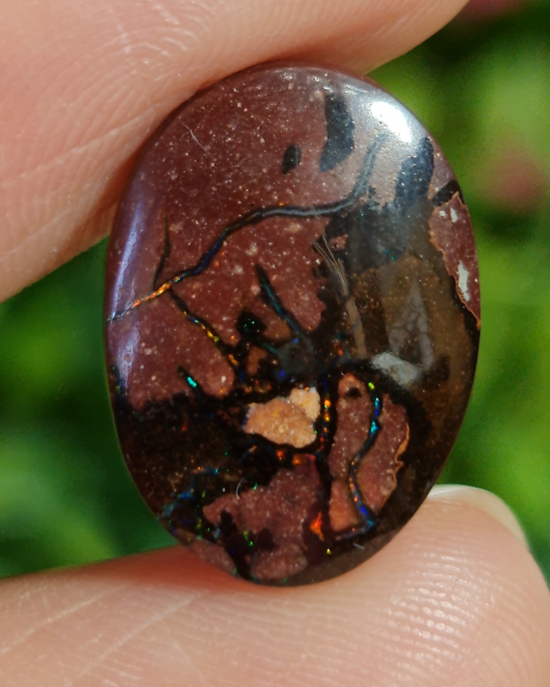 พลอย โบลเดอร์ โอปอล ออสเตรเลีย Australian Boulder Opal 10.22 กะรัต (Cts.) พลอยแท้ อัญมณีมงคลประจําวันเกิด เครื่องประดับพลอย