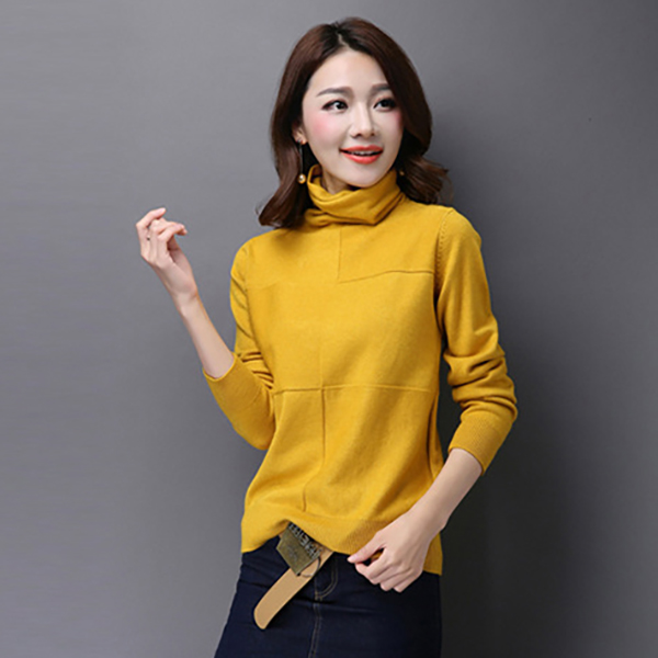 เสื้อสเวตเตอร์คอเต่า เสื้อไหมพรมวูลหนานุ่ม แขนยาว (12084B)