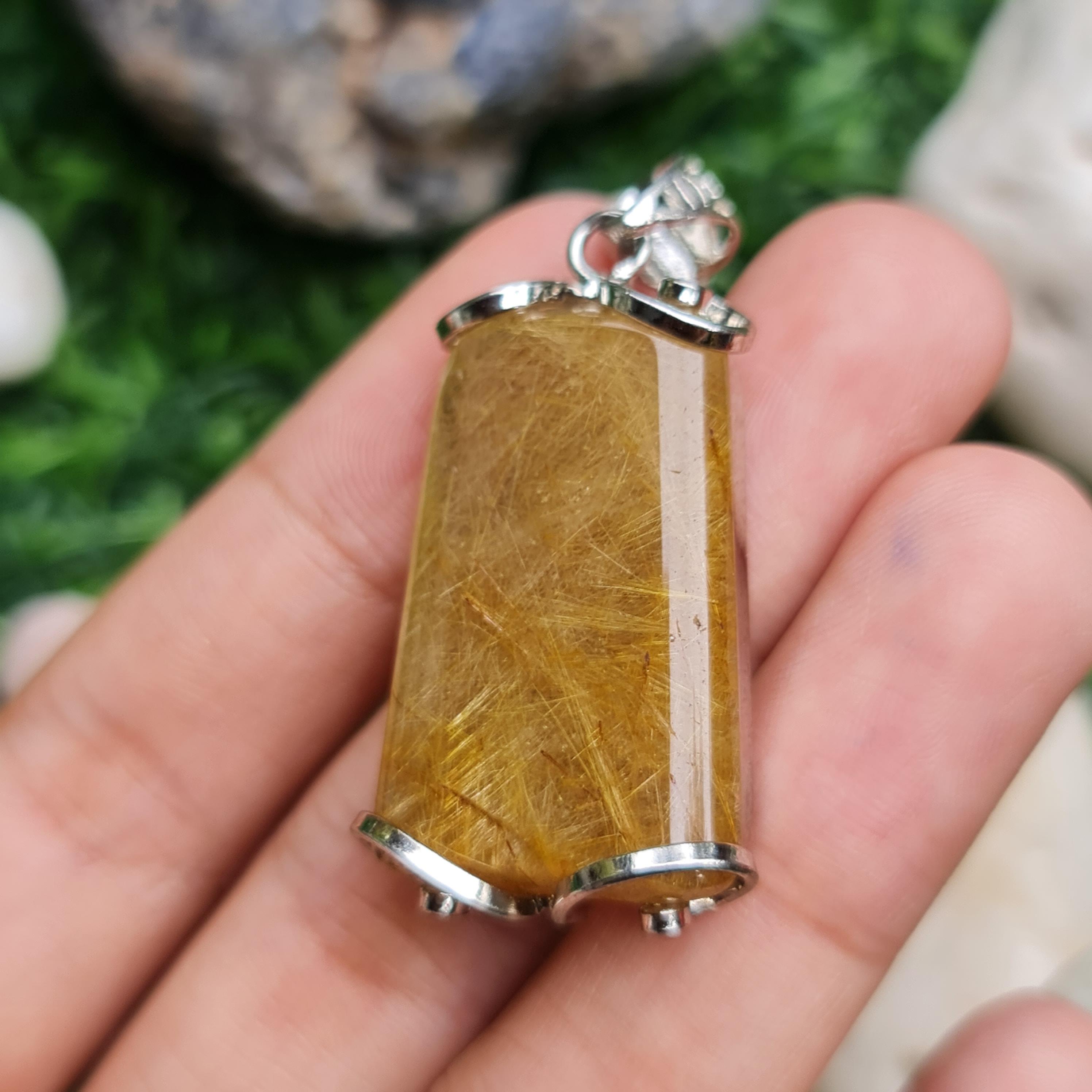 จี้ไหมทอง (Golden Rutilated Quartz) 52.20 กรัม g.พลอยแท้ อัญมณีมงคลประจําวันเกิด เครื่องประดับพลอย