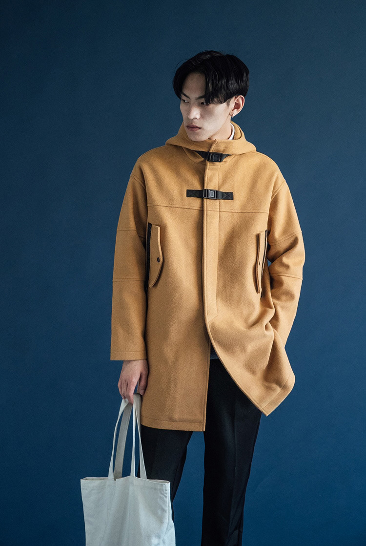 เสื้อโค้ทผ้าวูลกันหนาวผู้ชาย มีฮู้ด ทรงโอเวอร์ไซส์ (10250MM)