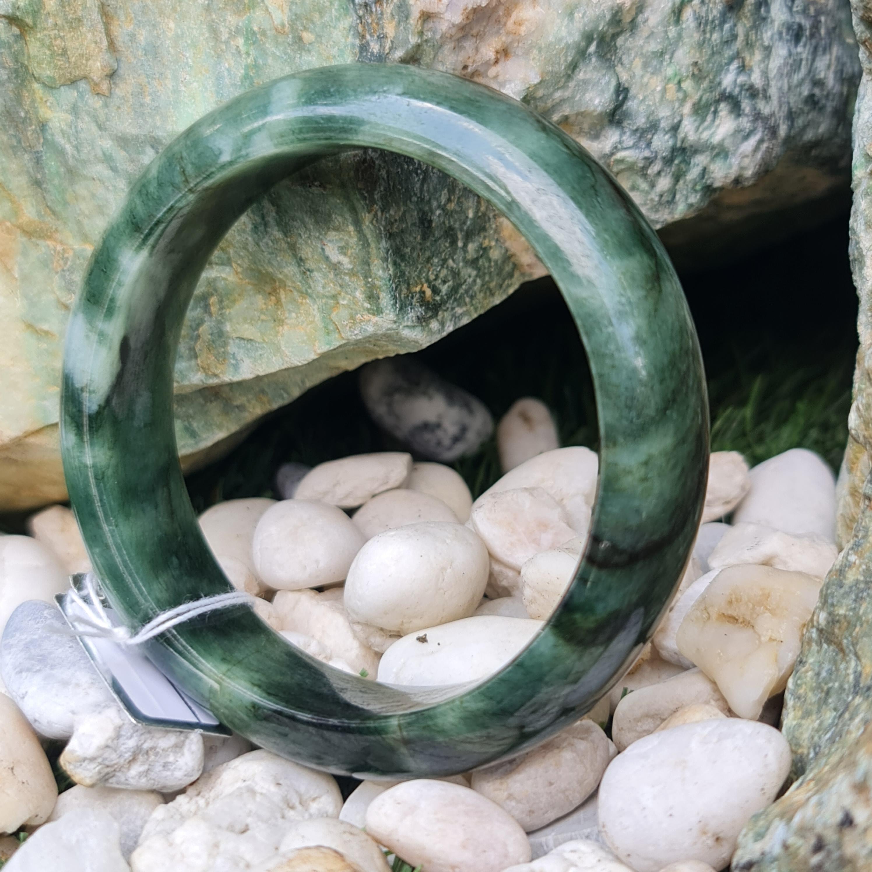 JB6804107 หยก พม่า แท้ Jade กำไลหยก 56.4 มม. (Jadeite bracelet) พม่า (Myanmar)