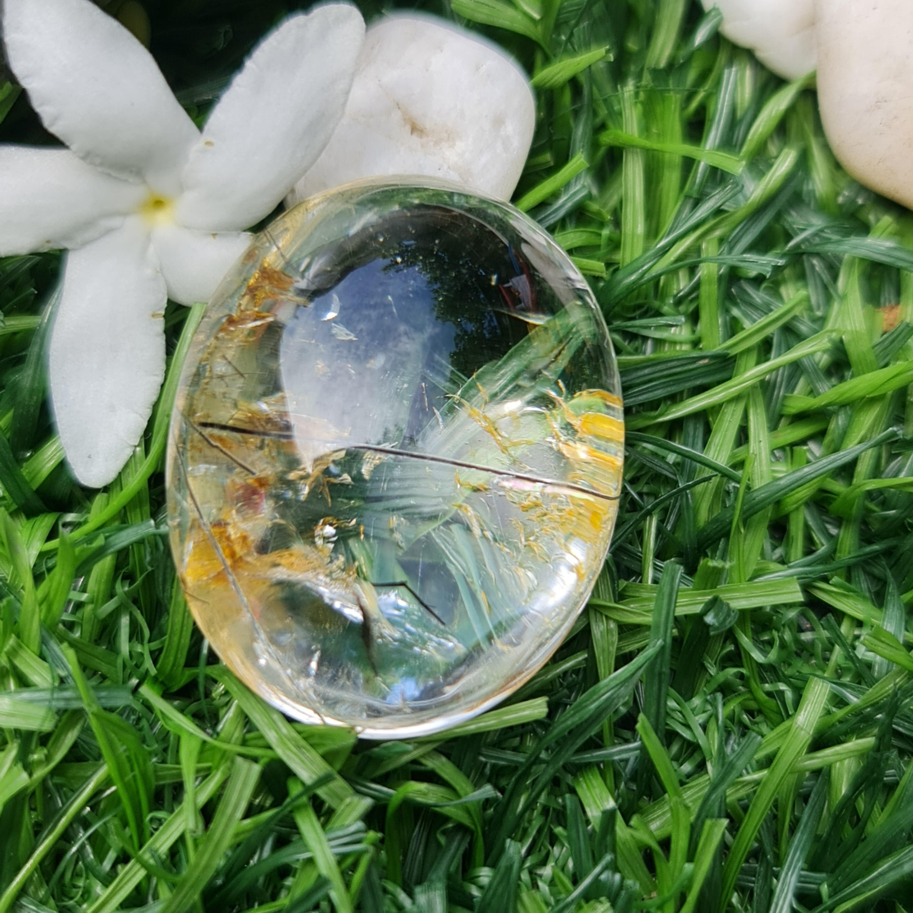 โป่งข่าม ควอตซ์ Rutilated Quartz 78.96 กะรัต Cts. พลอยแท้ อัญมณีมงคลประจําวันเกิด เครื่องประดับพลอย