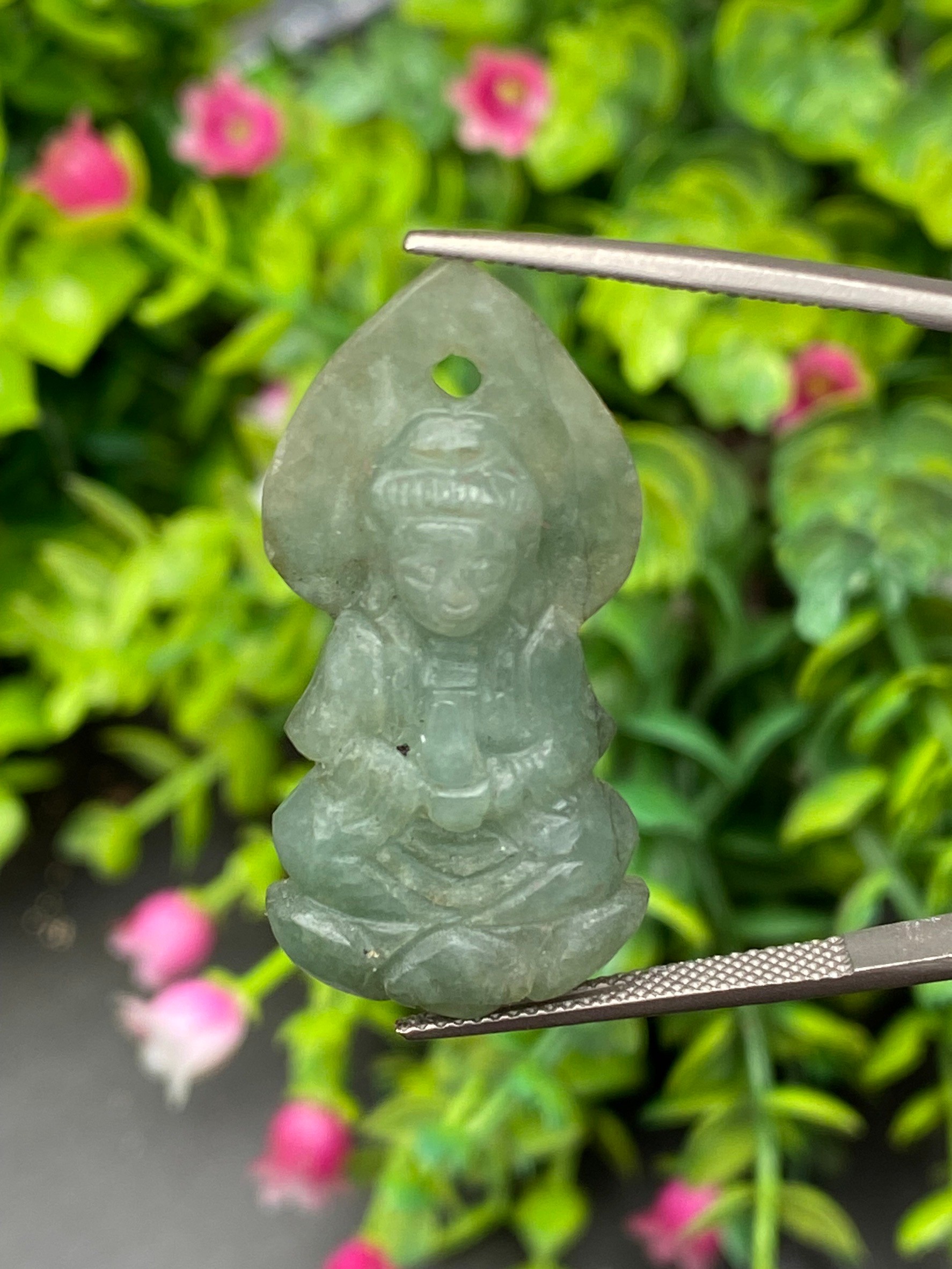 หยก แกะสลัก รูป เจ้าแม่กวนอิม (Burmese jadeite) 26.83 กะรัต (cts.) หยก พม่า แท้