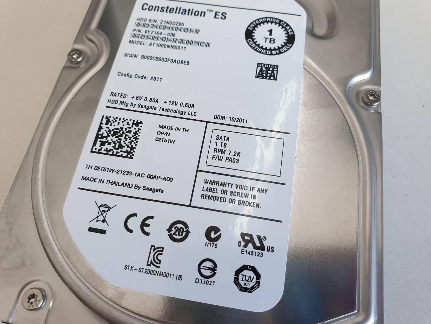 Dell Harddisk 1 TB Z1N0DZ85 02T51W 3.5 นิ้ว
