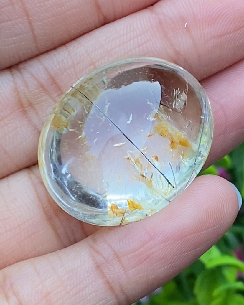 โป่งข่าม ควอตซ์ Rutilated Quartz 78.96 กะรัต Cts. พลอยแท้ อัญมณีมงคลประจําวันเกิด เครื่องประดับพลอย