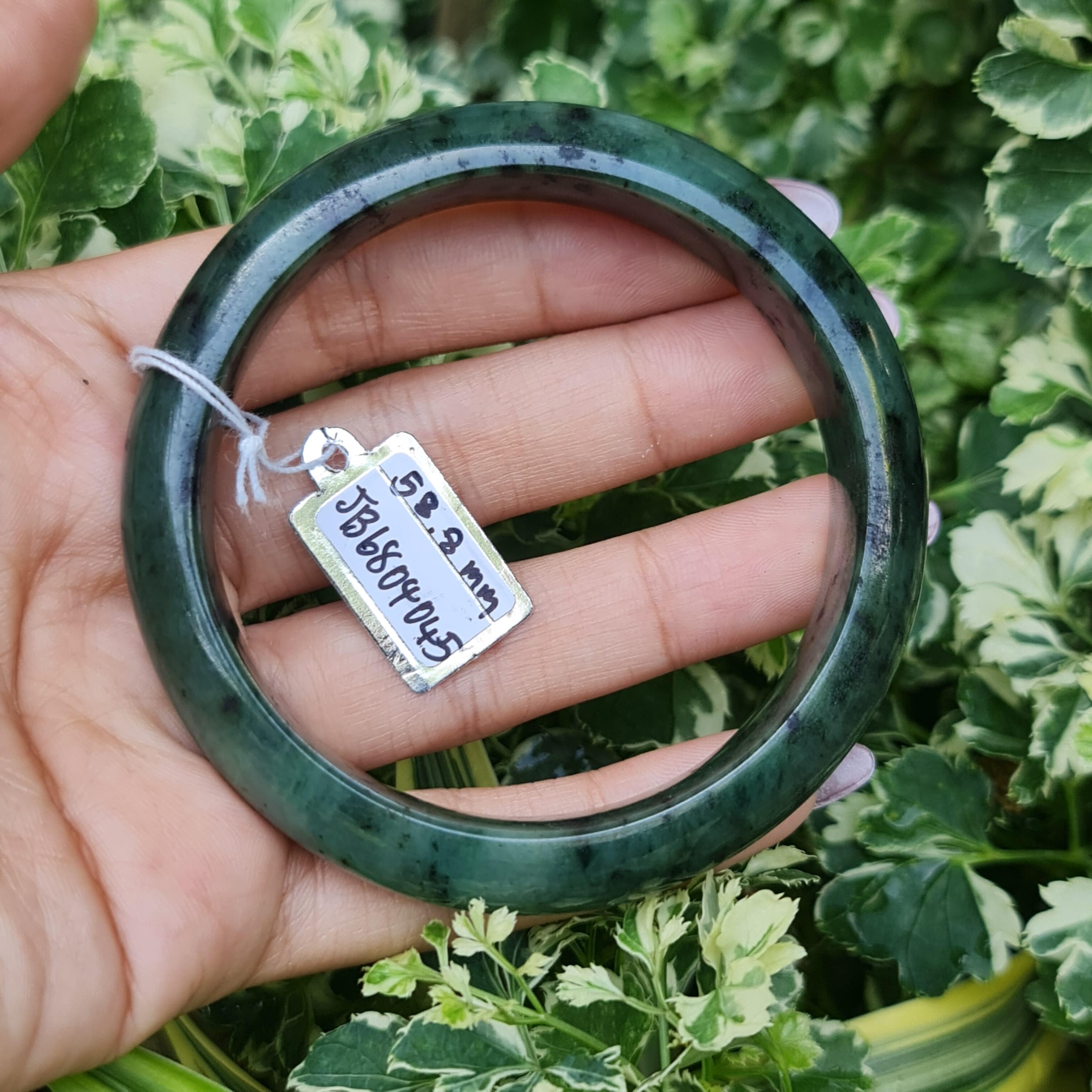 JB6804045 หยก พม่า แท้ Jade กำไลหยก 58.8 มม. (Jadeite bracelet) พม่า (Myanmar)