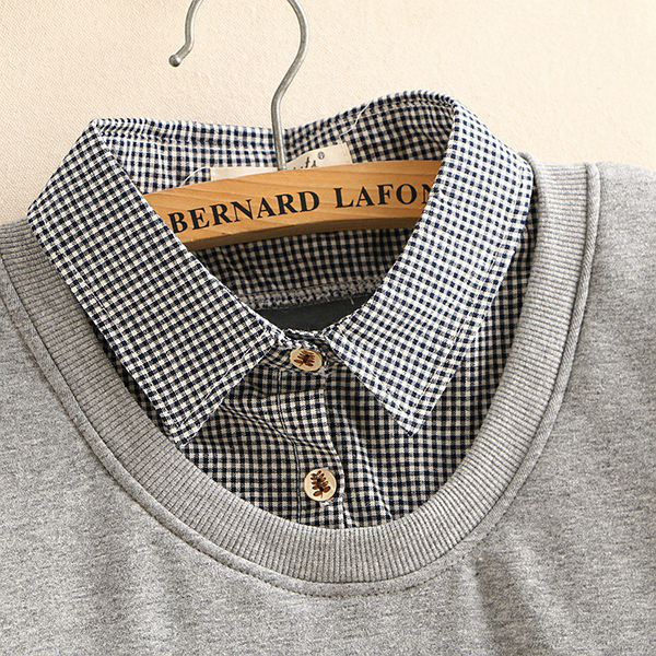 เสื้อสเวตเตอร์คอปกซับกำมะหยี่กันหนาว ปักลายต้นไม้วินเทจ (12076LM)