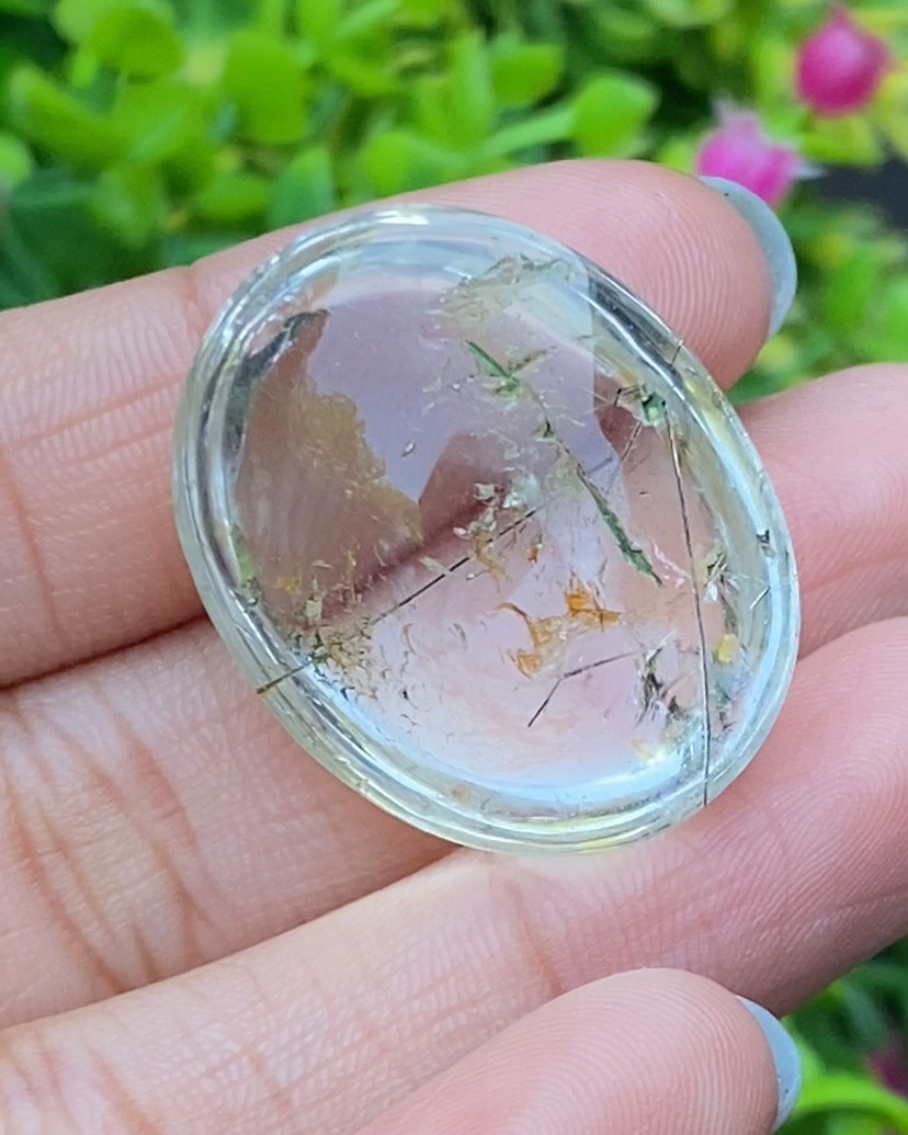 โป่งข่าม ควอตซ์ Rutilated Quartz 78.96 กะรัต Cts. พลอยแท้ อัญมณีมงคลประจําวันเกิด เครื่องประดับพลอย