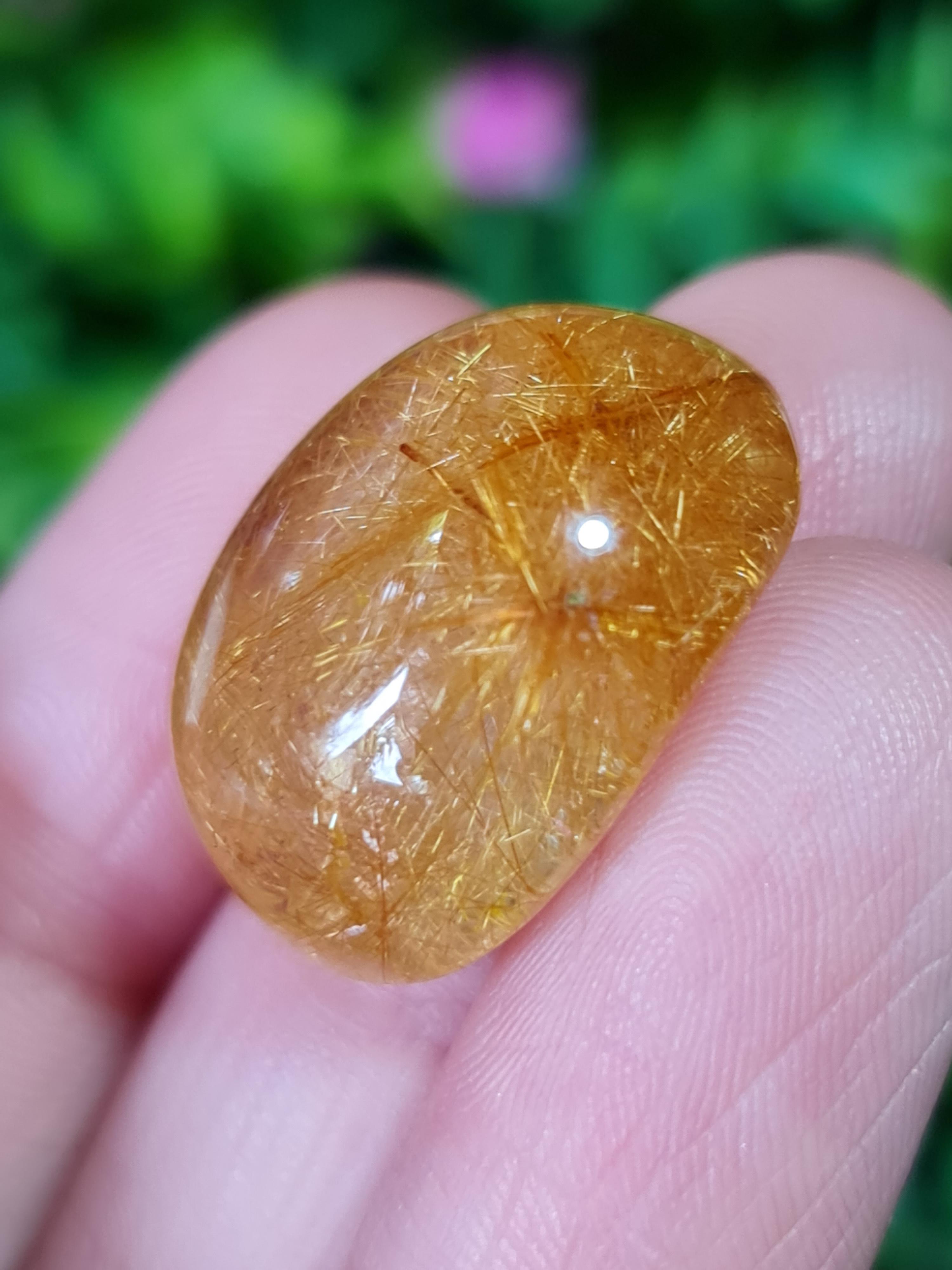ไหมทอง ควอตซ์ Golden Rutilated Quartz 30.34 กะรัต Cts.พลอยแท้ อัญมณีมงคลประจําวันเกิด เครื่องประดับพลอย
