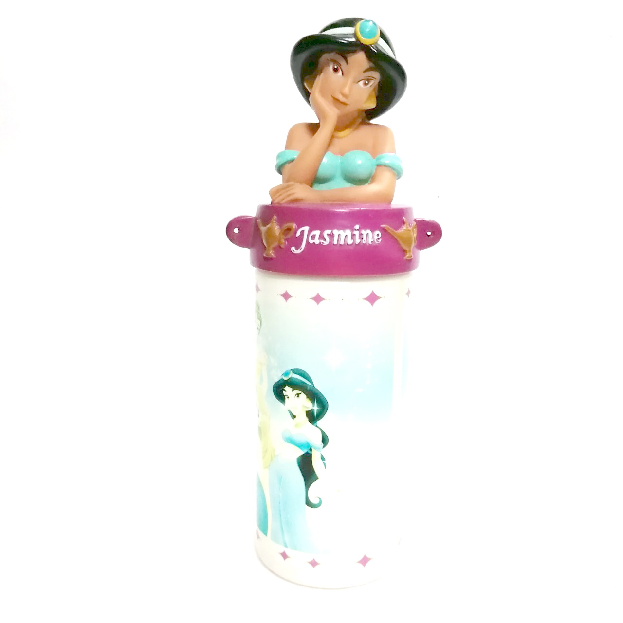 ของสะสมเจ้าหญิงจัสมิน บัชครึ่งตัวเจ้าหญิงจัสมิน**เพชรที่บนหัวมีรอยถลอกเล็กน้อย เป็นท็อปเปอร์ฝาขวดน้ำ เจ้าหญฺิงดิสนีย์ Jasmin,disney princess จากภาพยนต์อนิเมชั่นเรื่อง อลาดิน***ขวดน้ำสีซีดเก่า