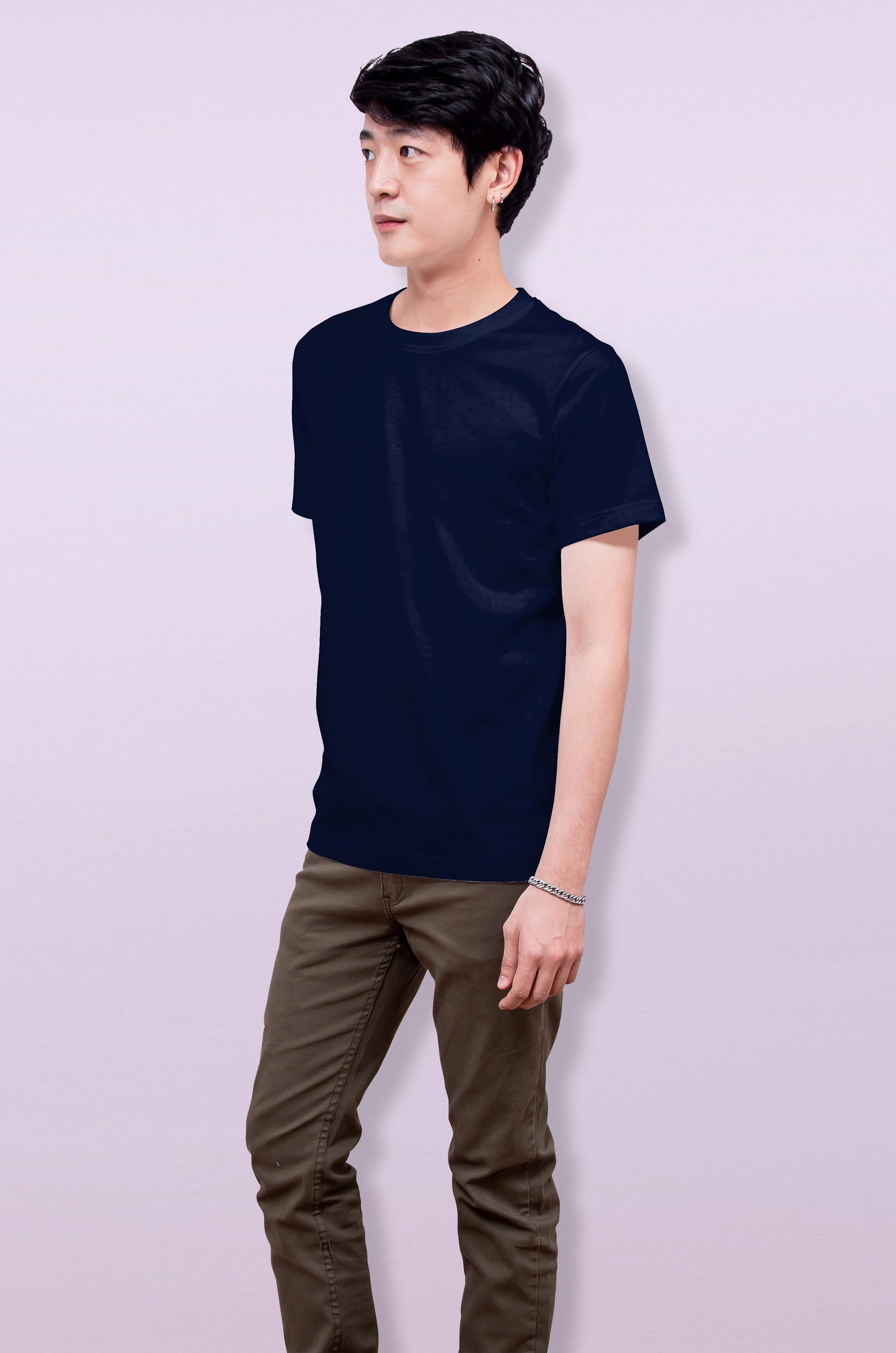 เสื้อยืด OV101 คอกลม ผ้าCotton100% 32 เนื้อนุ่ม ใส่สบาย สีกรมเข้ม