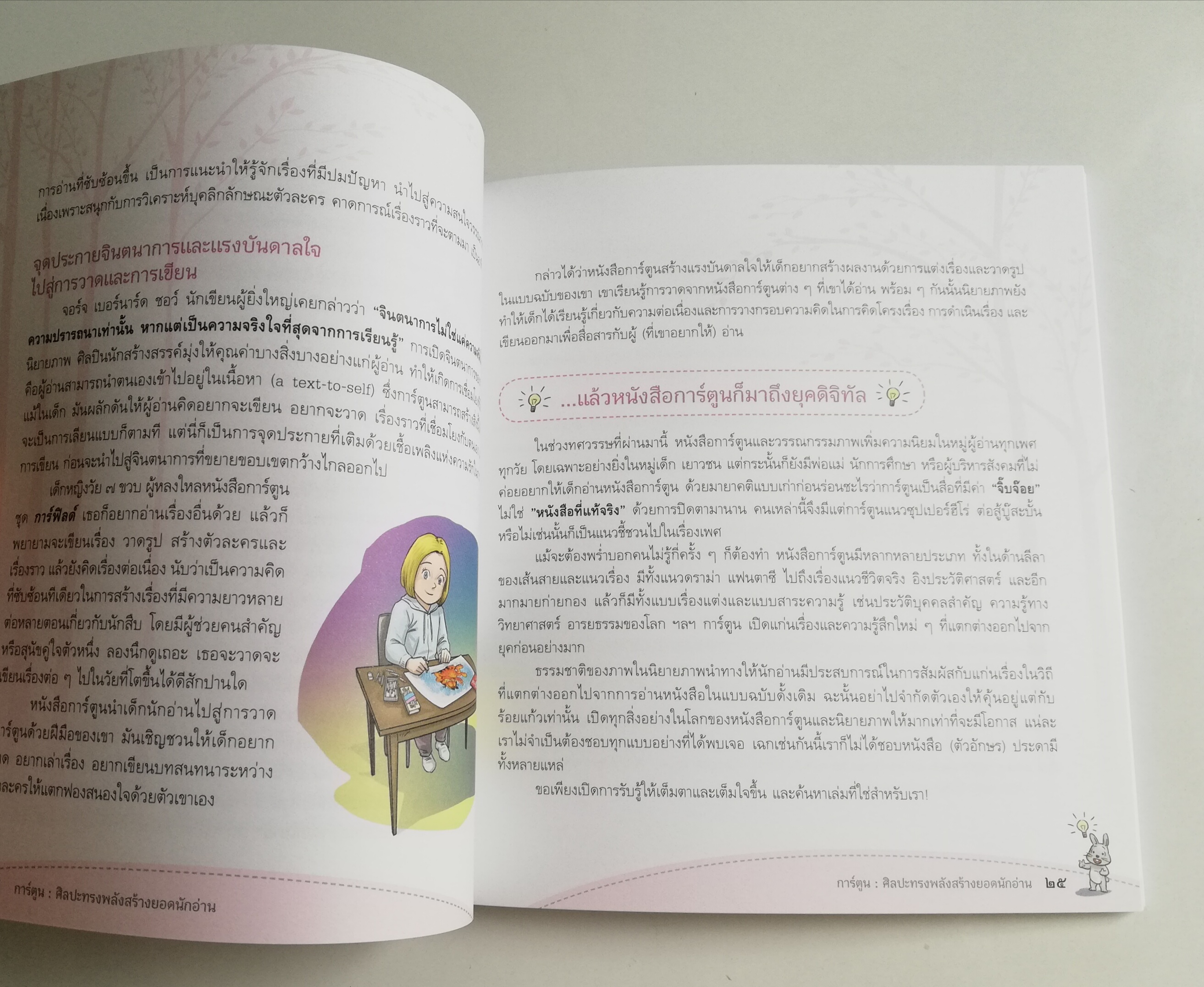 หนังสือการ์ตูน อภินันทนาการ "อ่านสร้างสุข22_การ์ตูน ศิลปะทรงพลังสรร้างยอดนักอ่สน " พบโลกใบใหม่ พบความสุจทุกครั้งที่เปิดหนังสือ โดย พิรุณ นวัชศืริวงศ์ และ ถิรนันท์ อนวัชศิริวงค์ ,แผนงานสร้างเสริมวัฒนธรรมการอ่าน บริหารงานโดย มูลนิธิสร้างเสริมวัฒนธ