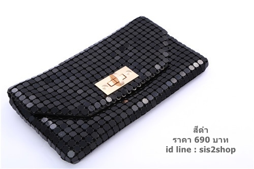 Evening Clutch กระเป๋าออกงาน ด้านในมีซิป 2ที่ เปิด-ปิดง่าย พร้อมสายโซ่สะพายยาว