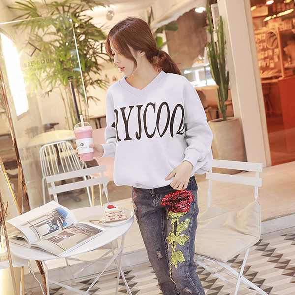 เสื้อสเวตเตอร์กันหนาว คอวี ผ้าคอตตอนพิมพ์ลาย (11911X)