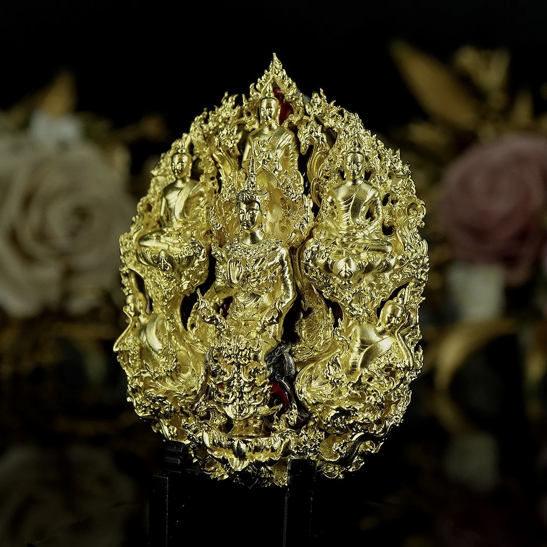 พระยมกปาฎิหาริย์ รายการพิเศษ เนื้อบรอนซ์ชุบทองหลังชุบซาตินลงยาแดง