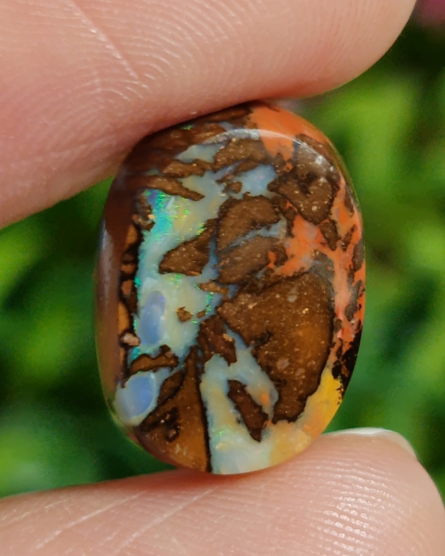 พลอย โบลเดอร์ โอปอล ออสเตรเลีย Australian Boulder Opal 9.80 กะรัต (Cts.) พลอยแท้ อัญมณีมงคลประจําวันเกิด เครื่องประดับพลอย