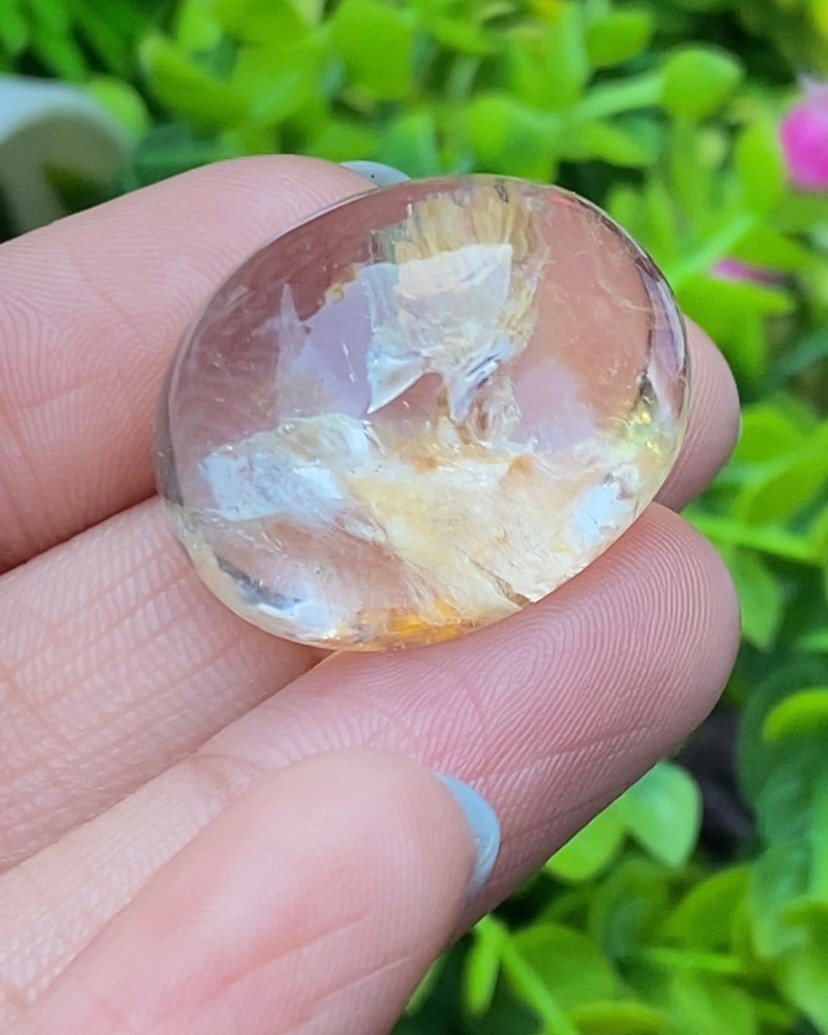 โป่งข่าม ควอตซ์ Rutilated Quartz 59.52 กะรัต Cts. พลอยแท้ อัญมณีมงคลประจําวันเกิด เครื่องประดับพลอย