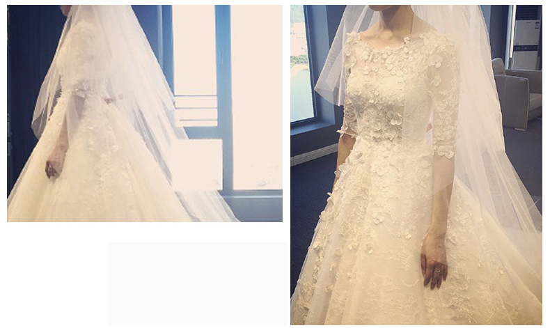 ชุดแต่งงาน แขนสี่ส่วน หางยาว