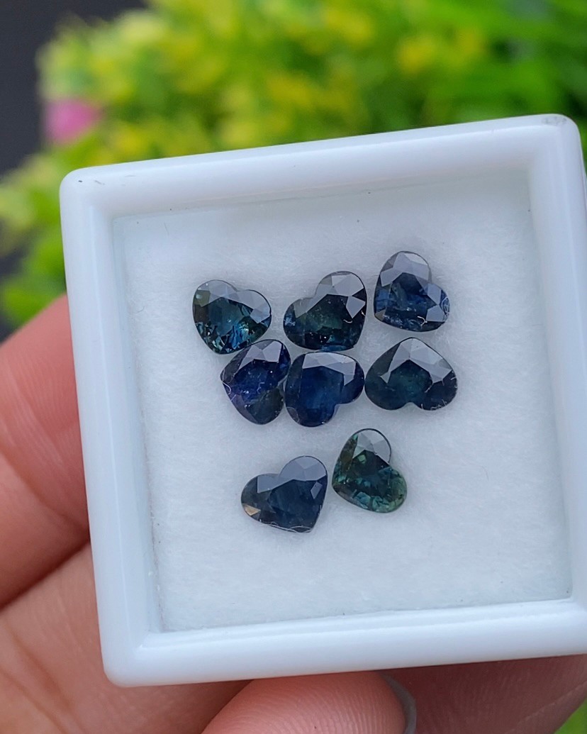 พลอย แซฟไฟร์ 2 สี Bi Color Sapphire 8 เม็ด 3.16 กะรัต (Cts.) พลอยแท้ อัญมณีมงคลประจําวันเกิด เครื่องประดับพลอย