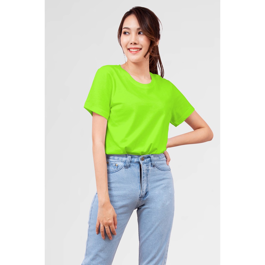 Noproblem Noproblem ยอดขาย No.1 รับประกัน ไม่ย้วย ไม่ยืด ผ้านุ่ม เสื้อยืด สีพื้น เสื้อยืดคอกลม สีเขียวตอง